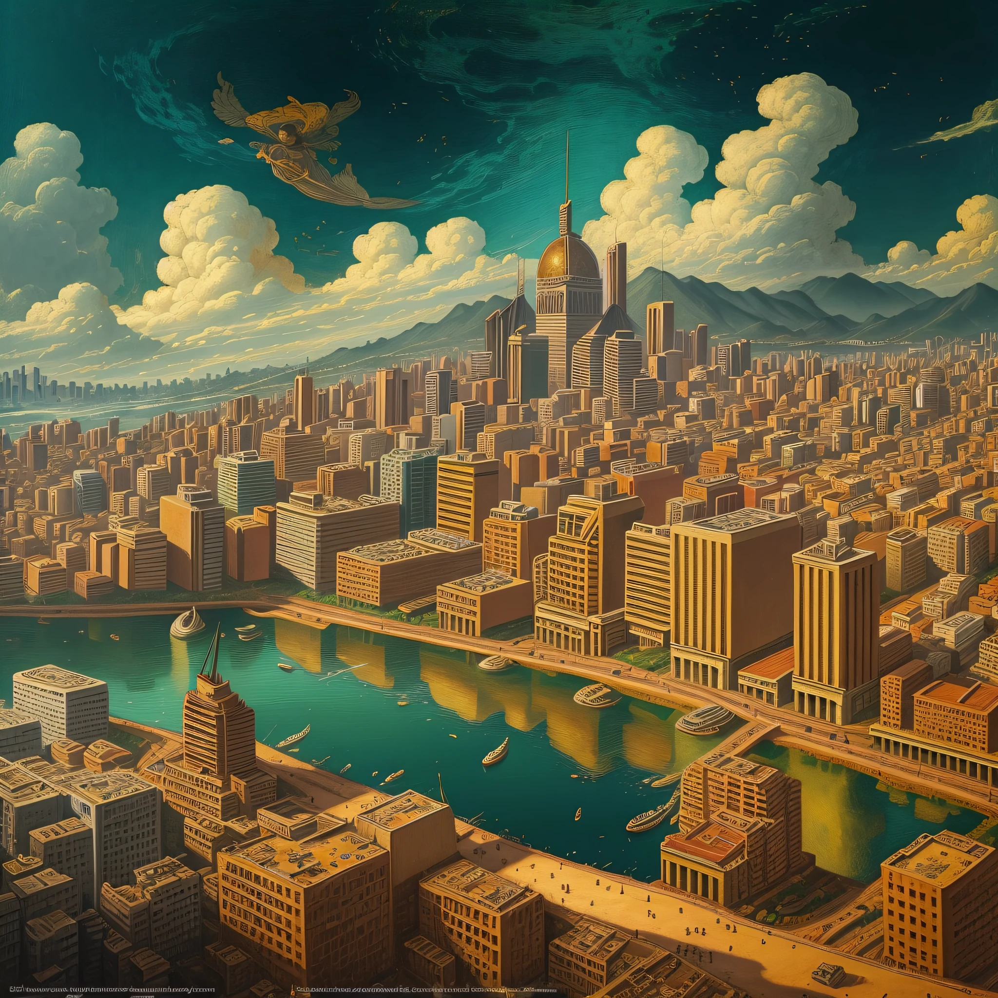 Leonardo da Vinci painting the city of São Paulo as he imagines it to be --auto --s2