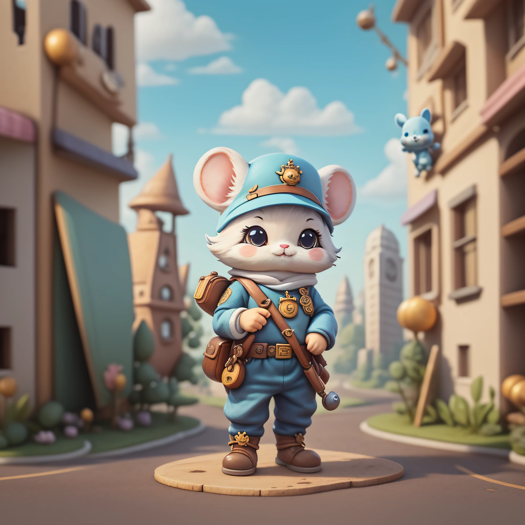 "Imaginative concept art of a cute creature inspired by Lora, with the appearance of a mouse and dressed as a policeman. (CuteCreatures tag weighted at 0.9)", clipart, 5 in one