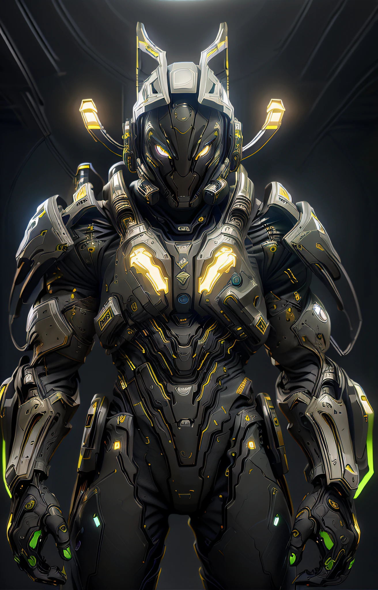nousr robot masterpiece, best quality, 8k, fantasy painting of beautiful cyborg man, warframe style, black gold, ultra detailed, ambient light, volumetric lighting, (dark night:1.4) mars mountain, reflection of light, reflective lighting, sharp focus, battle pose, face focus