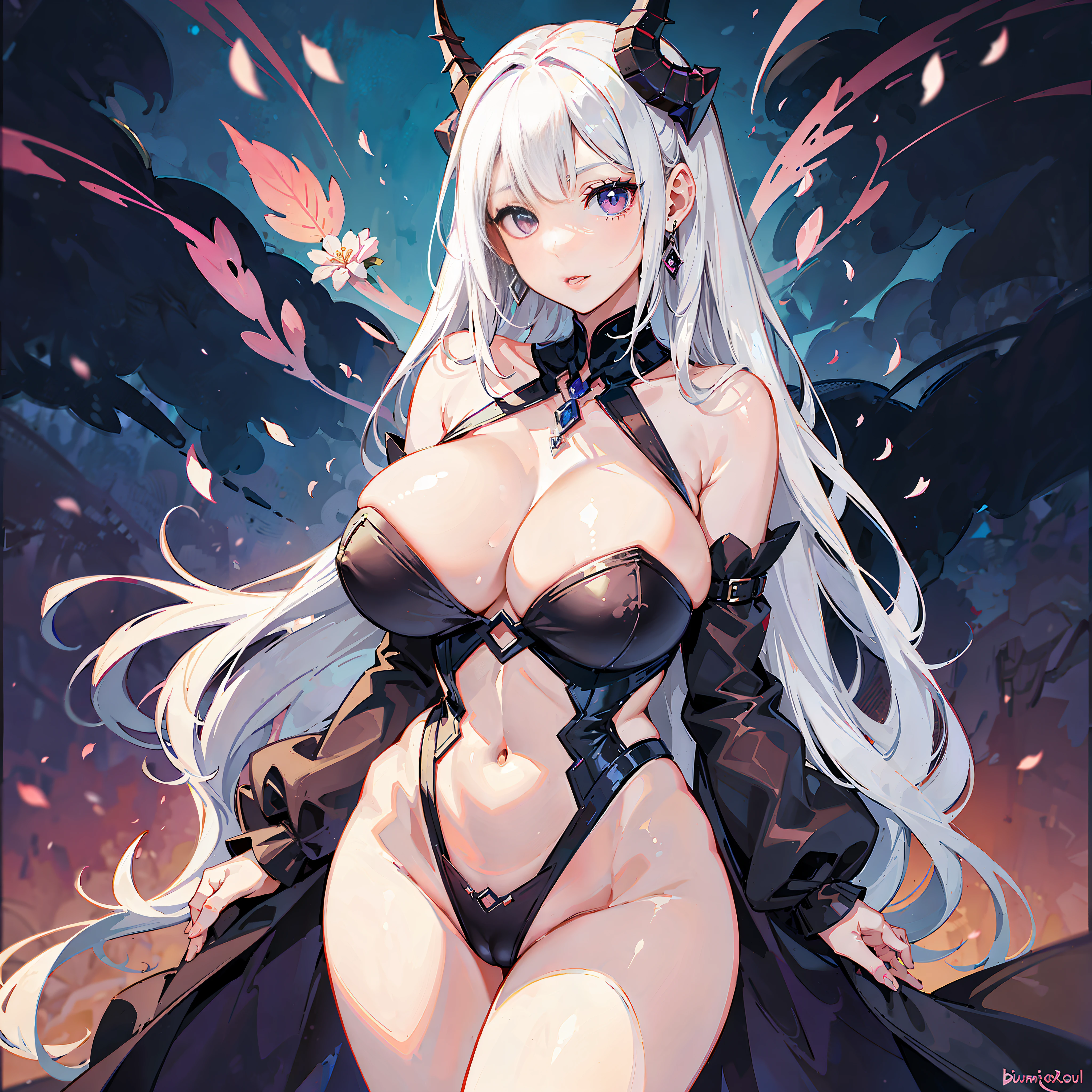 1 girl, only one succubus. The widest, thickest and largest round breasts, chest. The widest and thickest and largest round peach buttocks, buttocks, ass, thighs. Extremely beautiful and sexy succubus, pale skin, long hair, protruding brow bones, long curved eyebrows, high straight narrow pointed nose, high nose root and base. High nose bridge and tip of nose. Large double eyelids, seductive eyes, narrow medium full lips, lips shaped like cherry blossoms, retracted jaw, prominent narrow pointed chin, the slimmest melon seed face. Delicate neck and collarbone, tallest, straightest and narrowest shoulders, narrowest and deepest cleavage, vest line, thinnest, narrowest and shortest waist and abdomen, shortest torso, succubus wings on the back, slender forearms, arms, hands. The thinnest and straightest long legs. There is only one succubus in the picture. During the day, on the beach. Natural and vivid landscape. Masterpiece, best quality .8k.