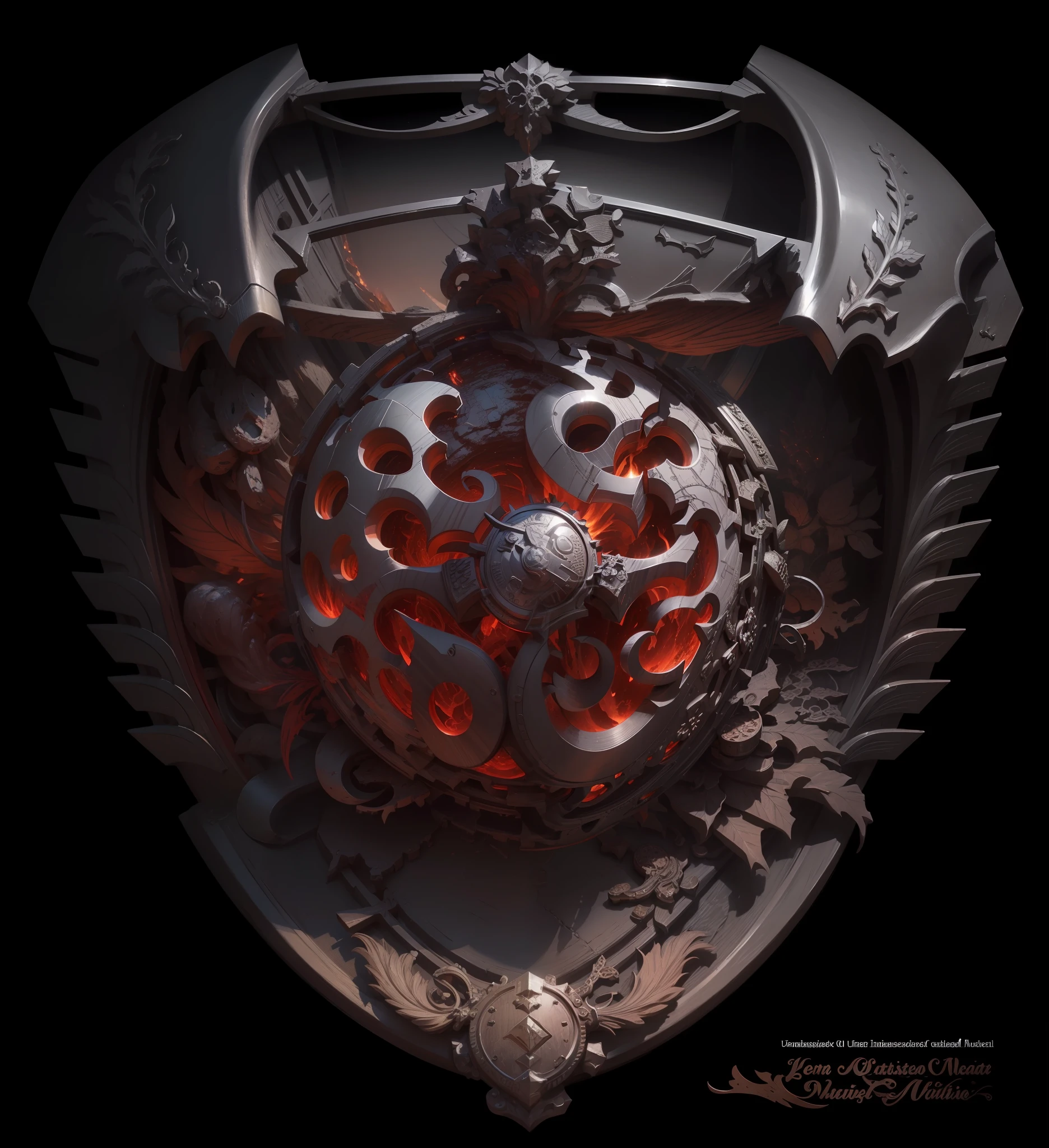 Masterpiece, best quality, (very detailed CG unified 8k wallpaper), (best quality), (best illustration), (best shadow), clear lines, pile of red skulls in the middle, metal coat of arms, old metal badges --auto --s2