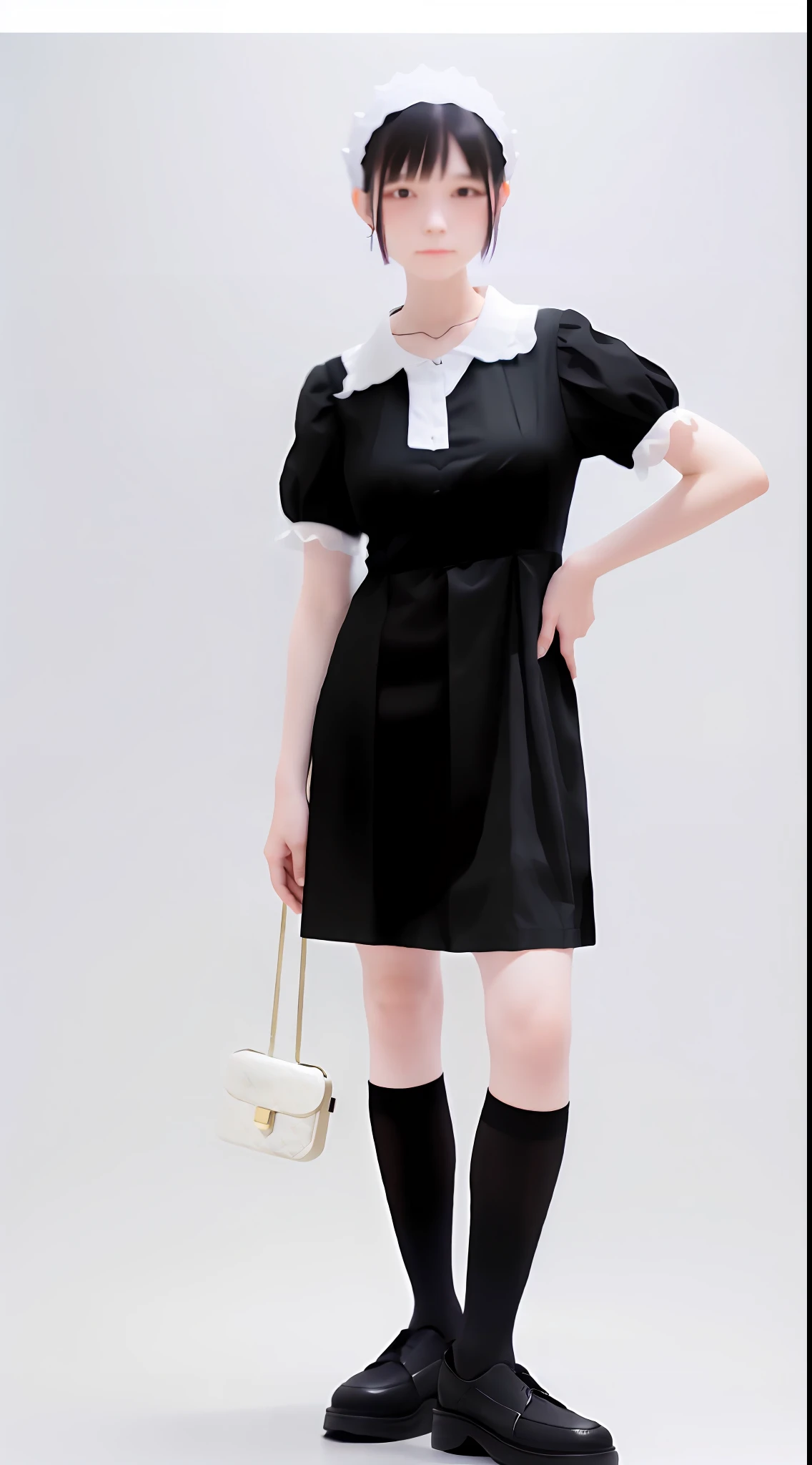 A woman in a black dress and a white collared shirt, she wears a black dress, (ivory black), wears a dark dress, a simple dress, wears a black old dress and hat, wears a black dress, a starlight dress, a black dress, a sample book, a cute black dress, a dark dress, a black dress: a symmetrical face