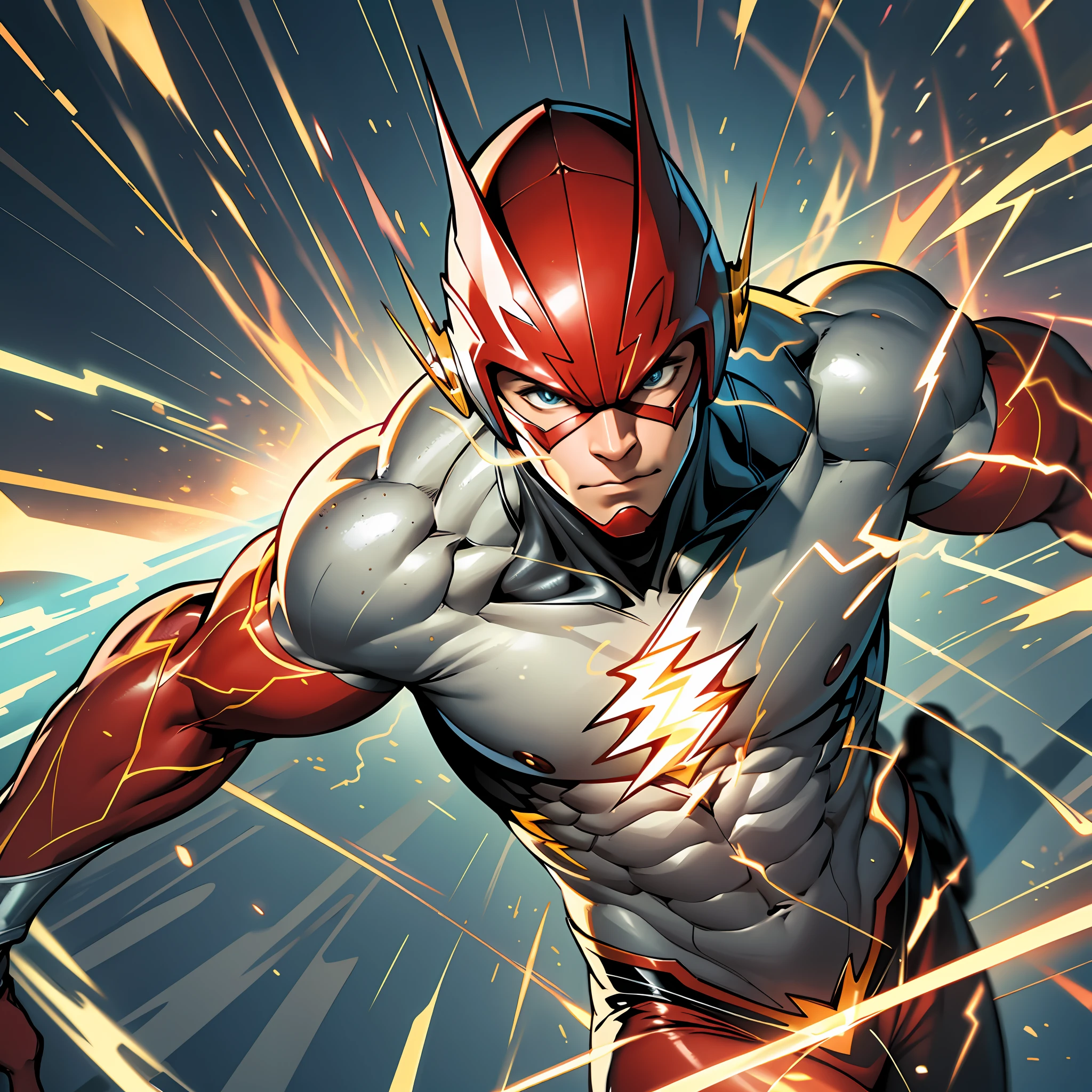 (Masterpiece, Best Quality, Ridiculous), Film Lighting, Best Quality, Ultra Detailed, Masterpiece, Fine Lines,,the flash correndo em ultra velocidade