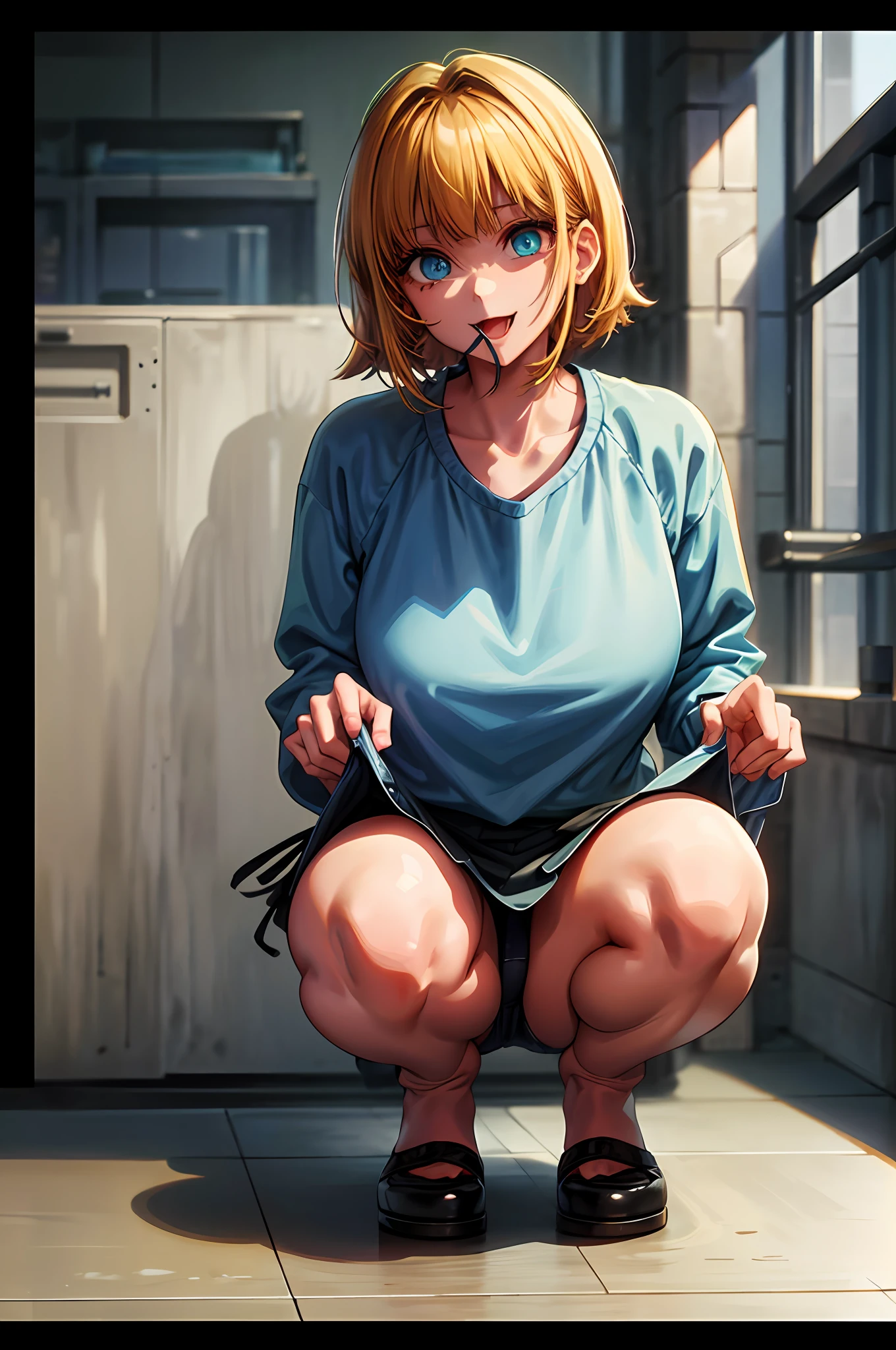 squatting on the floor, open legs, best smile, mouth wide open, cheeks red, blonde dog eater crawling on all fours, full body, drooling, see-through, SLE, mksks, best quality, masterpiece, detailed background, highly detailed, complex and detailed face, detailed eyes, (adult female, standing: 1.1), (shortcut: 1.3), (thigh thickness: 1.0), (large: 1.3), (white background: 1.3)、
(Solo: 1.3), (Blue Eye 1.3)