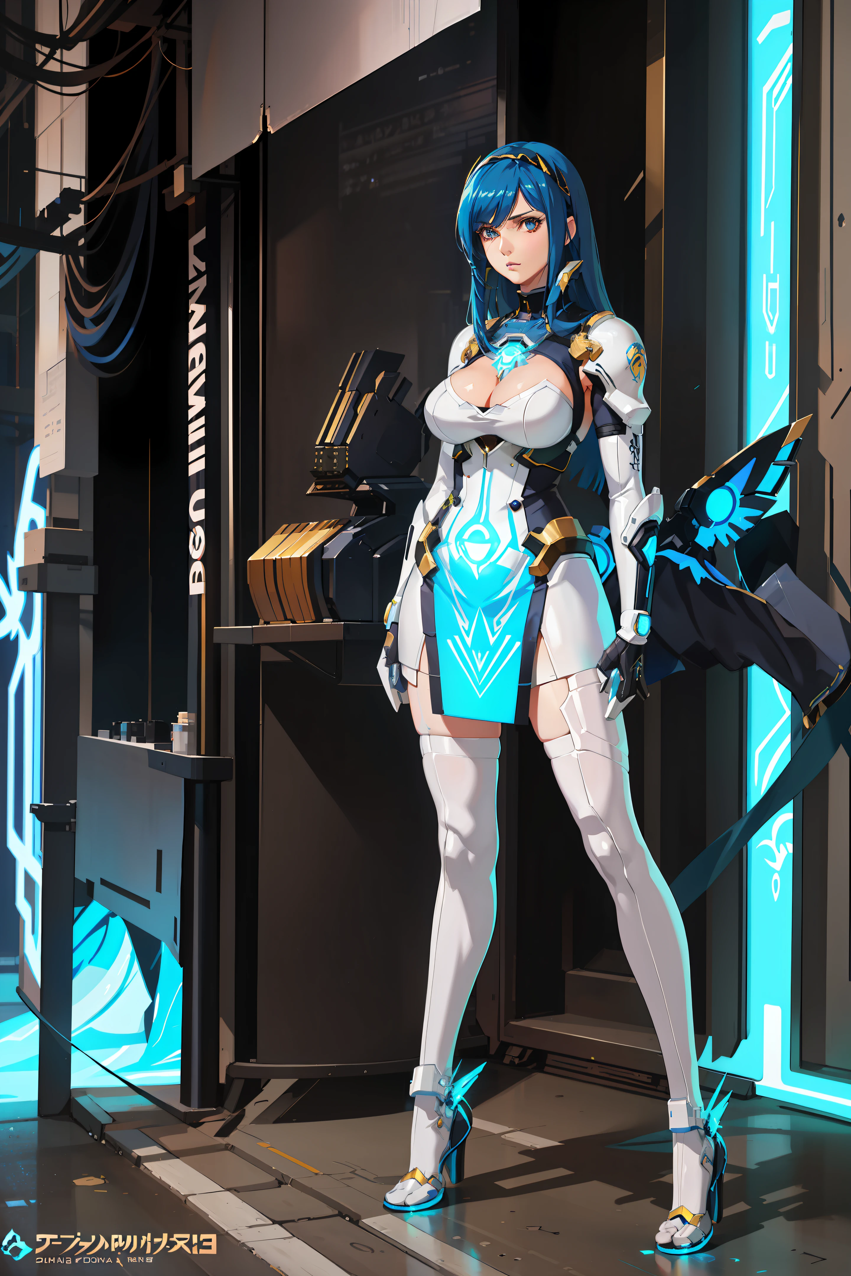 Sexy anime character with blue hair and a white dress, pharah, hero 2 d fanart artsation, with glowing blue lights, glowing blue, extremely detailed artgerm, cushart krenz key art feminine, digital cyberpunk anime art, 8k high quality detailed art, commission for high res, pharah from overwatch, :: rossdraws, female cyberpunk anime girl