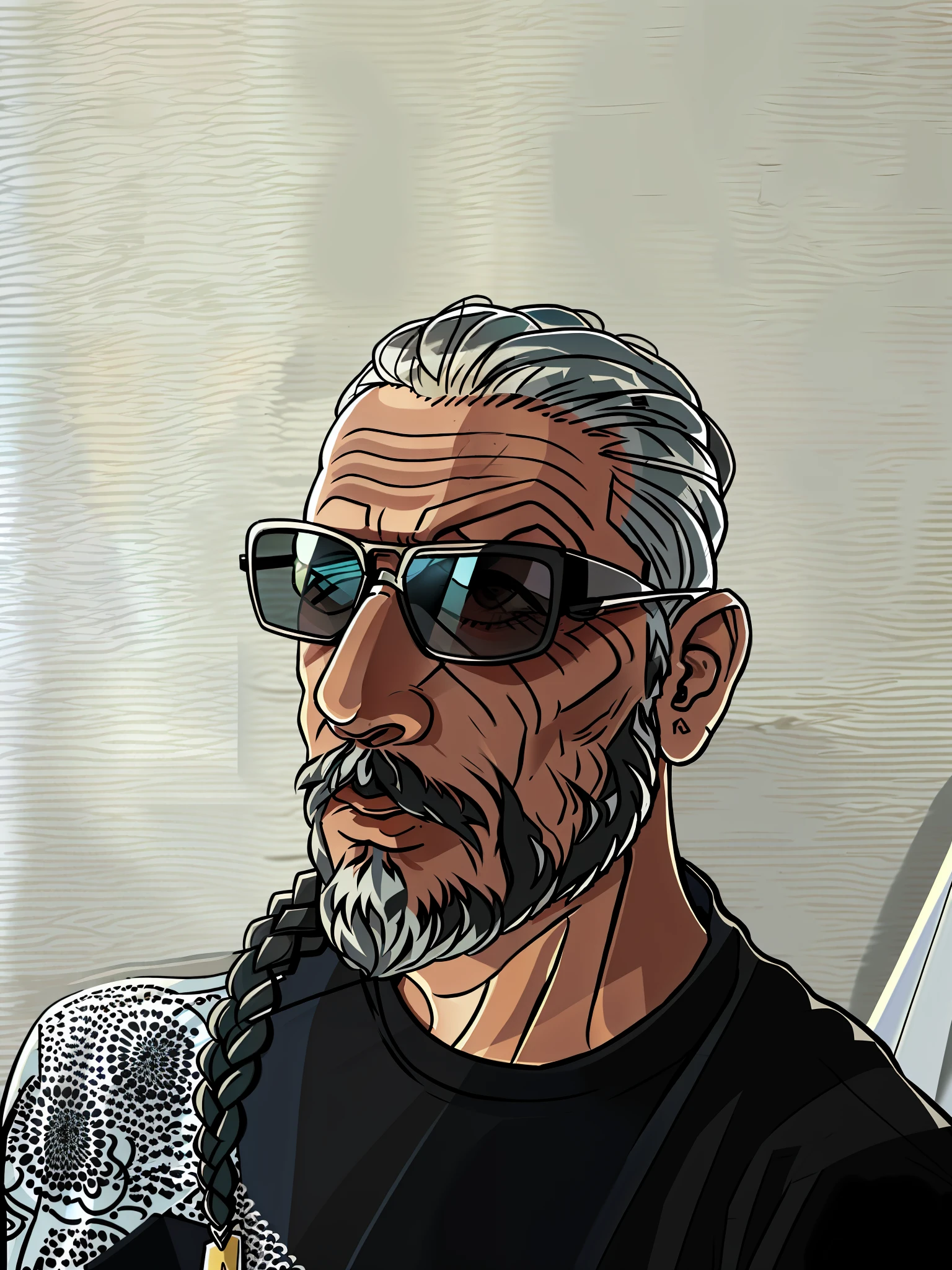 there is a man with a beard and sunglasses on, 45 years old men, implanted sunglasses, cornrows, about 3 5 years old, looking heckin cool and stylish, combover, white black fade braided hair, with glasses and goatee, taken in the early 2020s, 38 years old, 5 0 years old man