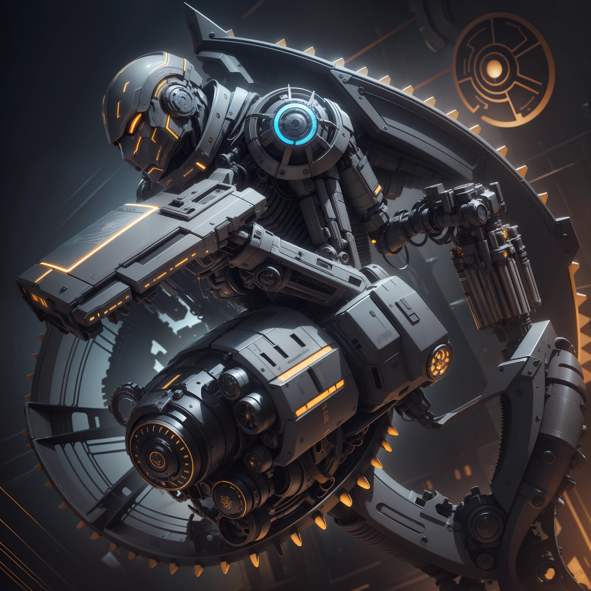 Ultra-realistic mechanical design style, dark or sci-fi colors, intricate details and structures, single or multiple mechanical parts with internal components and machine units displayed in a unique maneuvering posture against a dark background, metallic textures, luminous or reflective effects, and close or depth of field scenes.