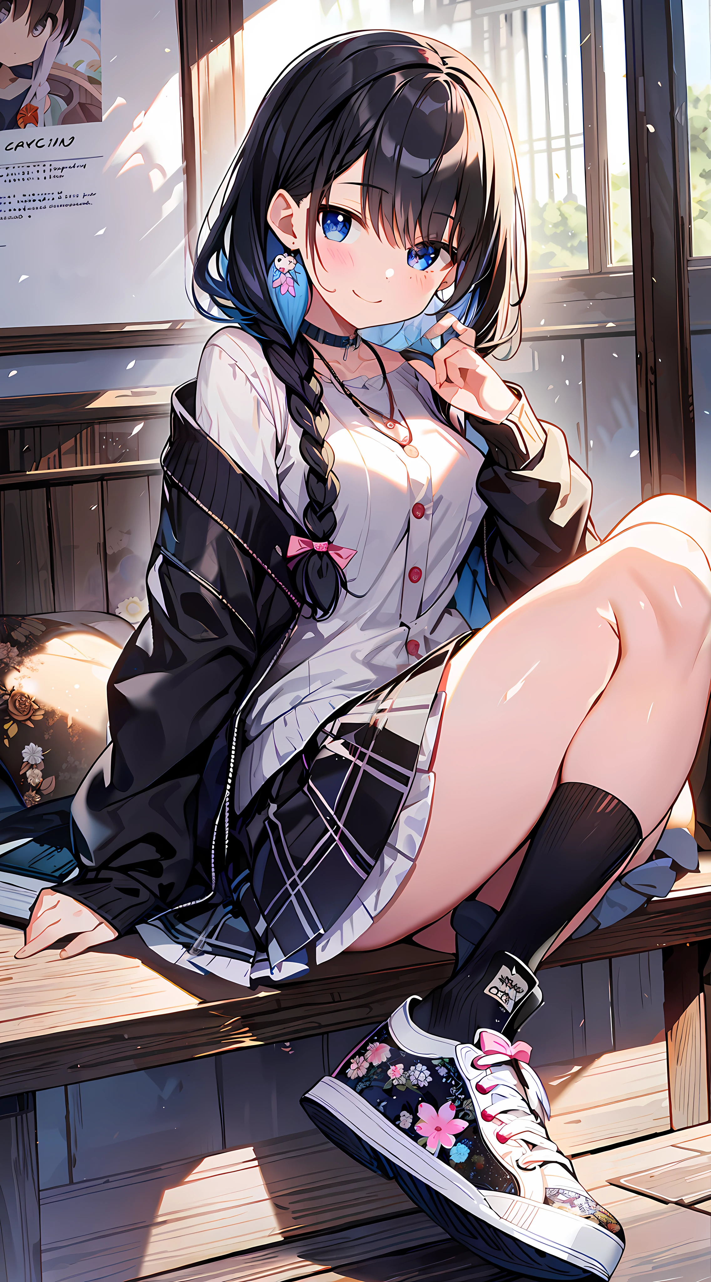 Hanging eyes, smile