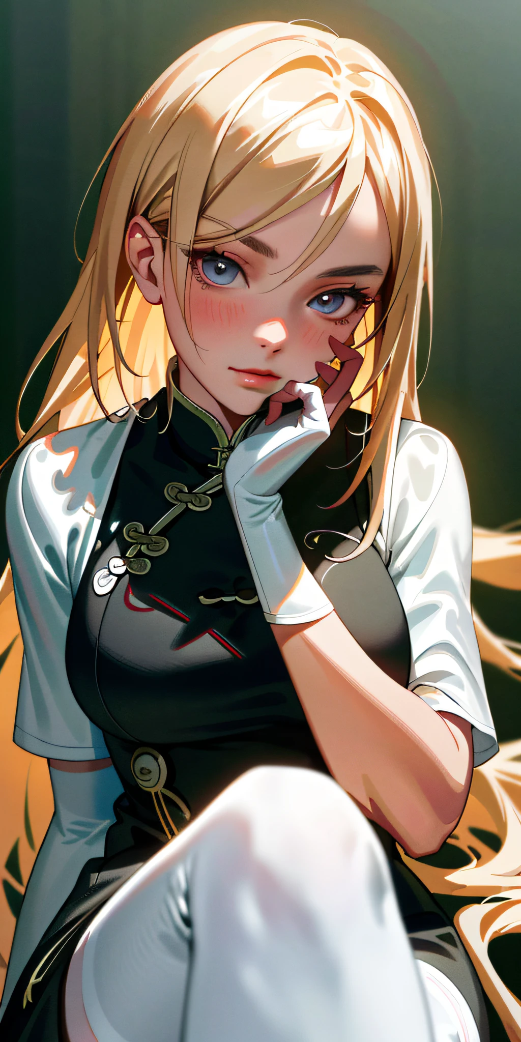 (very detailed face))), ((very detailed eyes and face))), beautiful detail eyes, body parts__, official art, unified 8k wallpaper, super detailed, beautiful and beautiful, beautiful, masterpiece, best quality, original, masterpiece, super fine photo, best quality, super high resolution, woman wearing black cheongsam and white stockings, busty figure, classroom, detailed face, detailed complex busy background, messy, gorgeous, highly detailed skin, realistic skin details, visible pores, clear focus, volumetric fog, 8k uhd, DSLR, high quality, film grain, fair skin, photo realism
