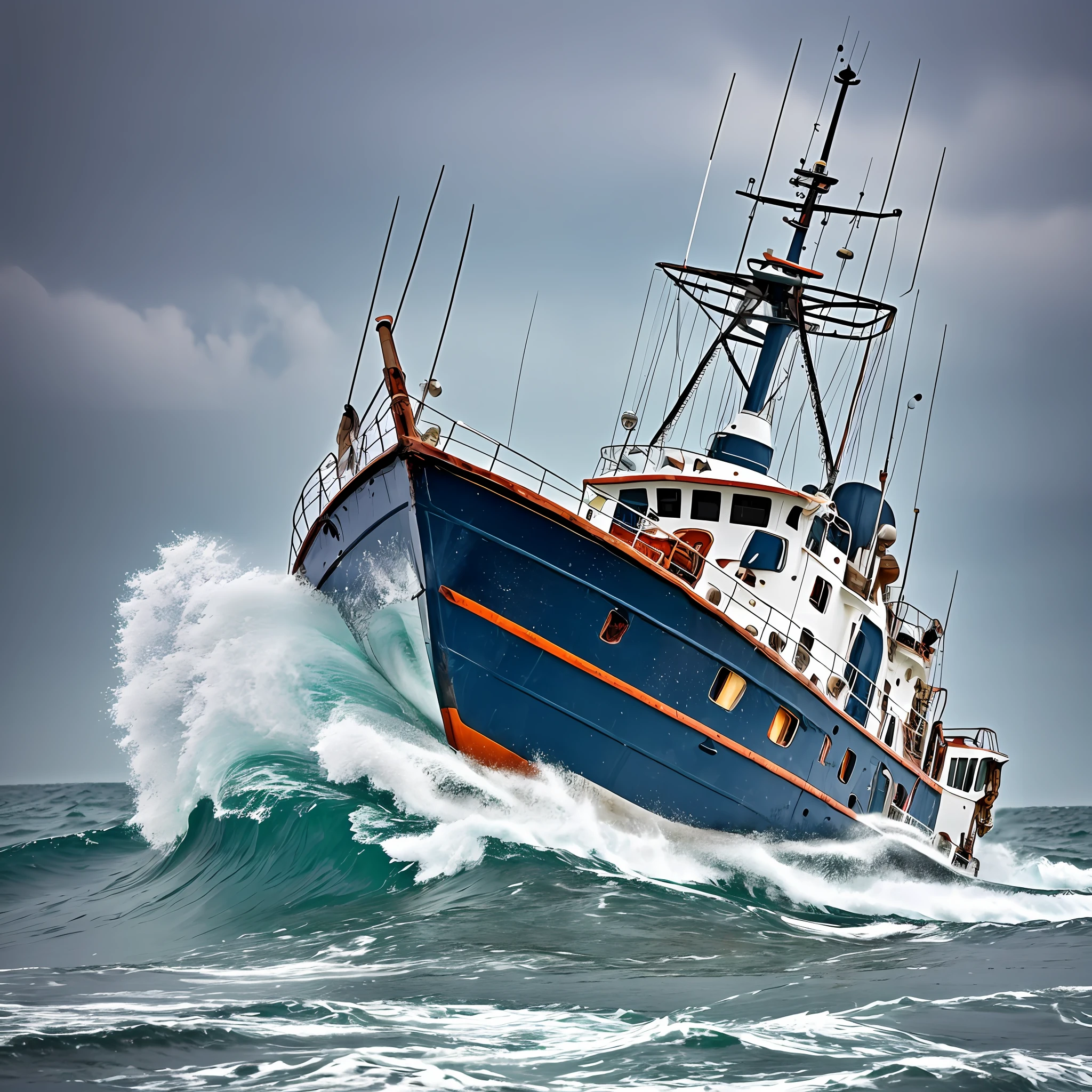Trawler in the middle of rough seas --auto --s2