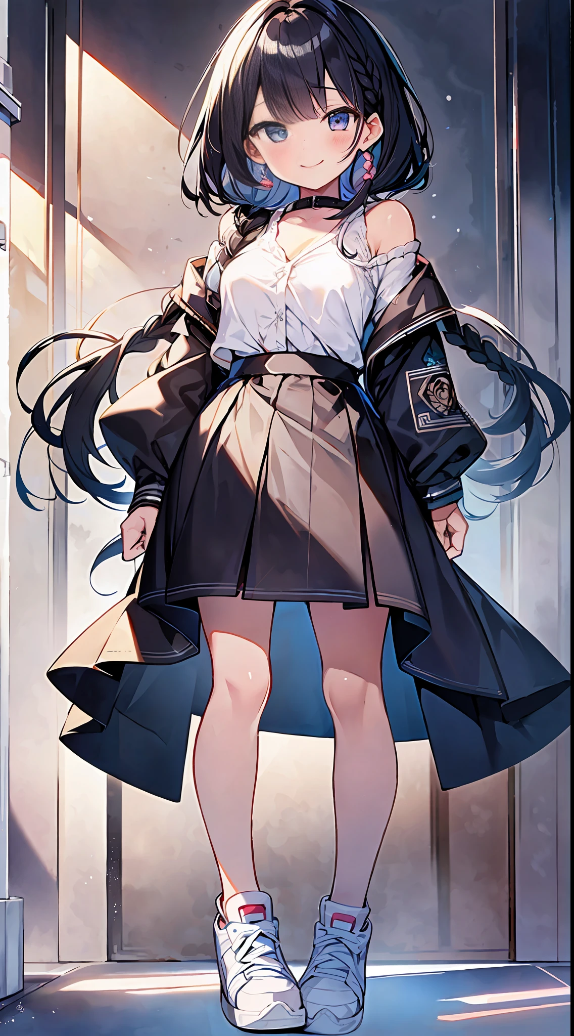 (incredibly absurdres absolutely resolution: 1.5), top quality, masterpiece, ultra high resolution, 8k, ((((girl duo)))), (light-colored cardigan, sneakers, skirt) BREAK shoujo manga style, (loli), soft line art, digital enhancement, shojo manga touch, shojo manga core, ( Hair length to shoulders))), (((short braid)))) BREAK Soft drawing, beautiful black hair, clear eyes, ((smile, wink)), ultra-detailed digital anime art, clear face depiction, ultra-detailed shojo manga character art, clear facial features, manga style, top quality colors, foot-up angle, entangle, beautiful and beautiful and aesthetic:1.5、High quality:1.3