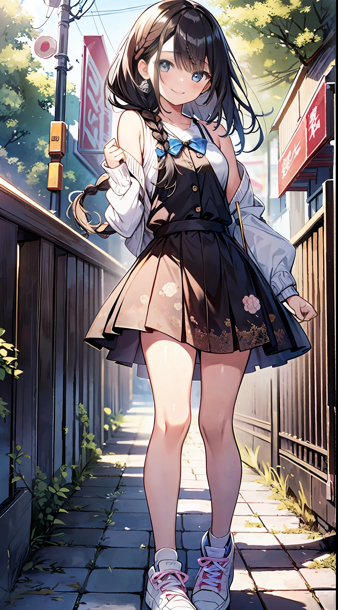 (incredibly absurdres absolutely resolution: 1.5), top quality, masterpiece, ultra high resolution, 8k, ((((girl duo)))), (light-colored cardigan, sneakers, skirt) BREAK shoujo manga style, (li), soft line art, digital enhancement, shojo manga touch, shojo manga core, ( Hair length to shoulders))), (((short braid)))) BREAK Soft drawing, beautiful black hair, clear eyes, ((smile, wink)), ultra-detailed digital anime art, clear face depiction, ultra-detailed shojo manga character art, clear facial features, manga style, top quality colors, foot-up angle, entangle, beautiful and beautiful and aesthetic:1.5、High quality:1.3