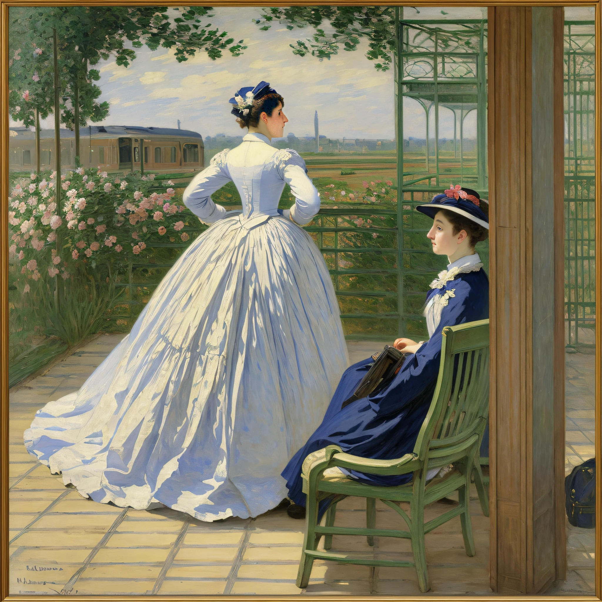 the lady at the train station, painting by monet and Louis-Léopold Boilly , new unseen masterpiece from the artist, exquisite art --auto --s2