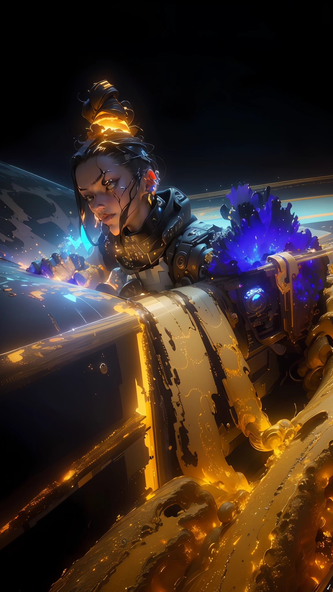 ((Best Quality)), ((Masterpiece)), (Detailed: 1.4), 3D, Cyberpunk Style, Light Particles, Anti-Technology Pure Energy Chaos, HDR (High Dynamic Range), Ray Tracing,NVIDIA RTX,Super Resolution,Unreal 5,Subsurface Scattering,PBR Texture,Post-Processing,Anisotropic Filtering,Depth of Field,Maximum Clarity and Sharpness,Multilayer Textures,Albedo and Specular Maps,Surface Shading,Accurate Simulation of Light-Material Interaction, Perfect Proportions,Octane Render,Two-Tone Lighting,Wide Aperture,Low ISO,White Balance,Rule of Thirds,8K RAW