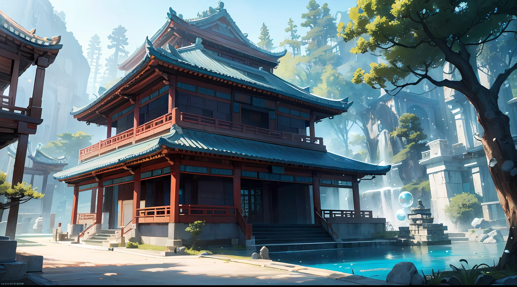 Ancient Chinese Palace, White Jade Palace Under the Sea, Underwater, Bubbles, Current, (Illustration: 1.0), Epic Composition, Natural Light, HD Details, Masterpiece, Best Quality, (Very Detailed CG Unity 8k Wallpaper)