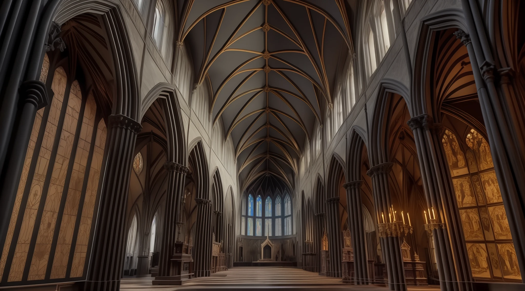 (top quality, masterpiece), (necrochurch style: 1), cathedral, church, baroque, gothic, bat, stained glass, elegant, perfect composition, best exposition, HDR, dramatic, cinematic lighting, professional photography, immense detail, Victorian