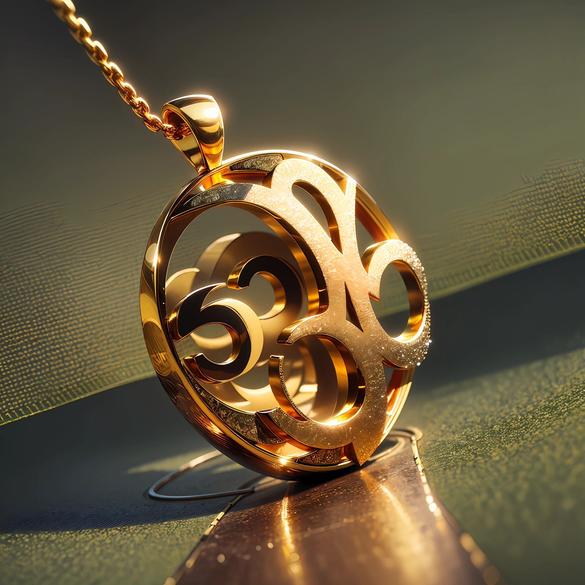 Design a pendant that can see the numerical outline of "013", unmanned, gold