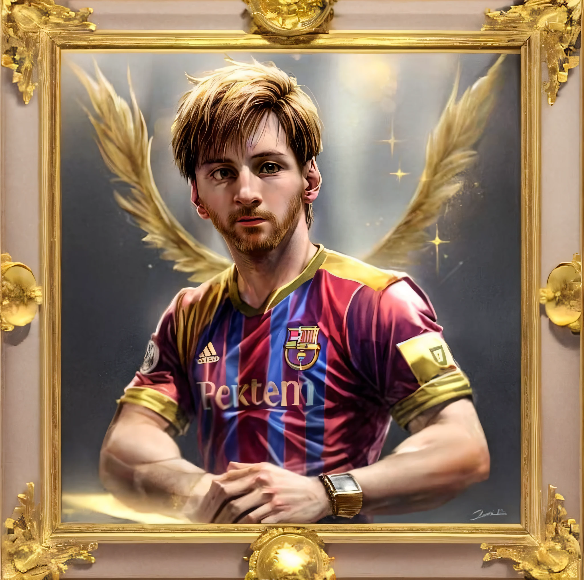 Messi in a frame with golden frame