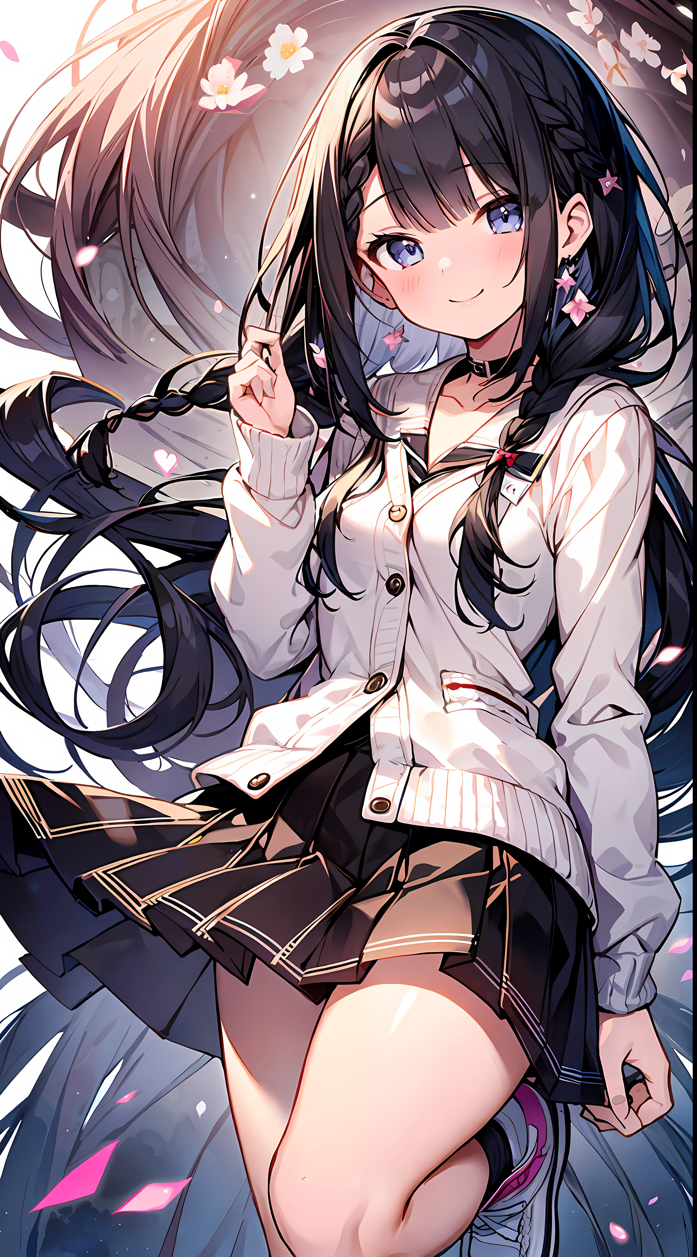 (incredibly absurdres absolutely resolution: 1.5), top quality, masterpiece, ultra high resolution, 8k, ((((girl duo)))), (light-colored cardigan, sneakers, skirt) BREAK shoujo manga style, (loli), soft line art, digital enhancement, shojo manga touch, shojo manga core, ( Hair length to shoulders))), (((short braid)))) BREAK Soft drawing, beautiful black hair, clear eyes, ((smile, wink)), ultra-detailed digital anime art, clear face depiction, ultra-detailed shojo manga character art, clear facial features, manga style, top quality colors, foot-up angle, entangle, beautiful and beautiful and aesthetic:1.5、High quality:1.3