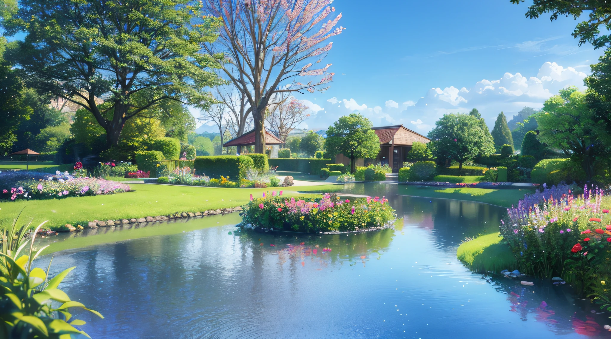 extremely detailed CG 8k wallpaper, beautiful garden, glibi studio style