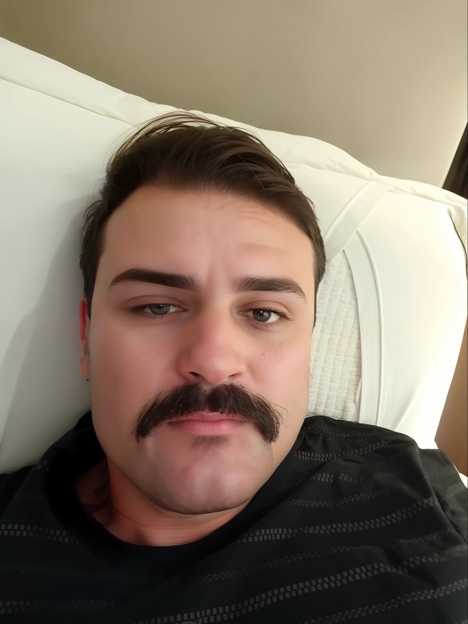 arafed man with a mustache laying in bed with a pillow, 3 , 3 2 years oldustache, 38 years old, 2 8 years old, 35 years ars old, 3 2 - year - old, 2 , (38 years old), 2 9 years old, ld man
