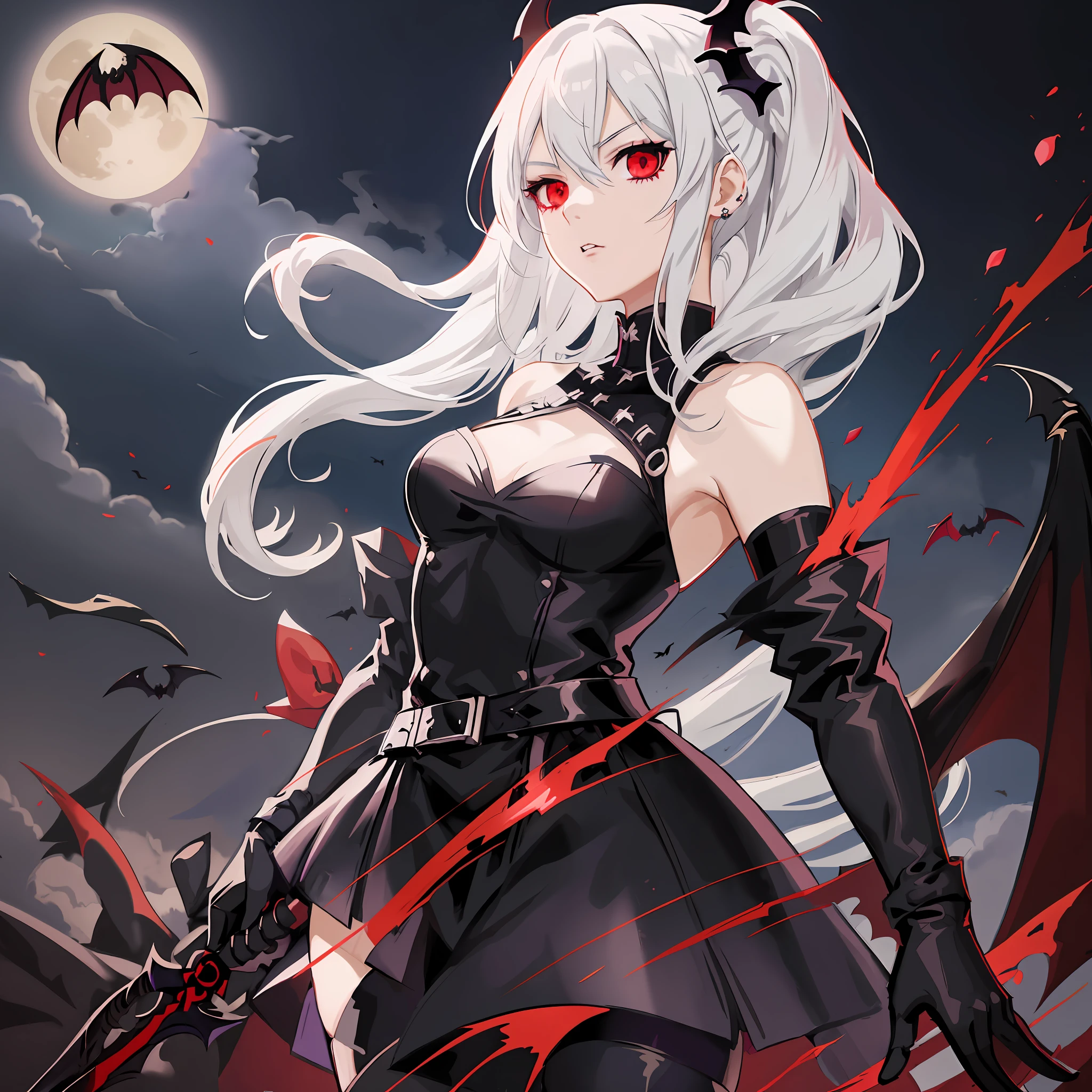anime girl with white hair and black dress holding a sword, demon anime girl, gothic maiden anime girl, vampire girl, badass anime 8 k, gapmoe yandere grimdark, nightcore, beautiful vampire queen, trending on artstation pixiv, l vampire, vampire queen, anime art wallpaper 8 k, anime girl wearing a black dress