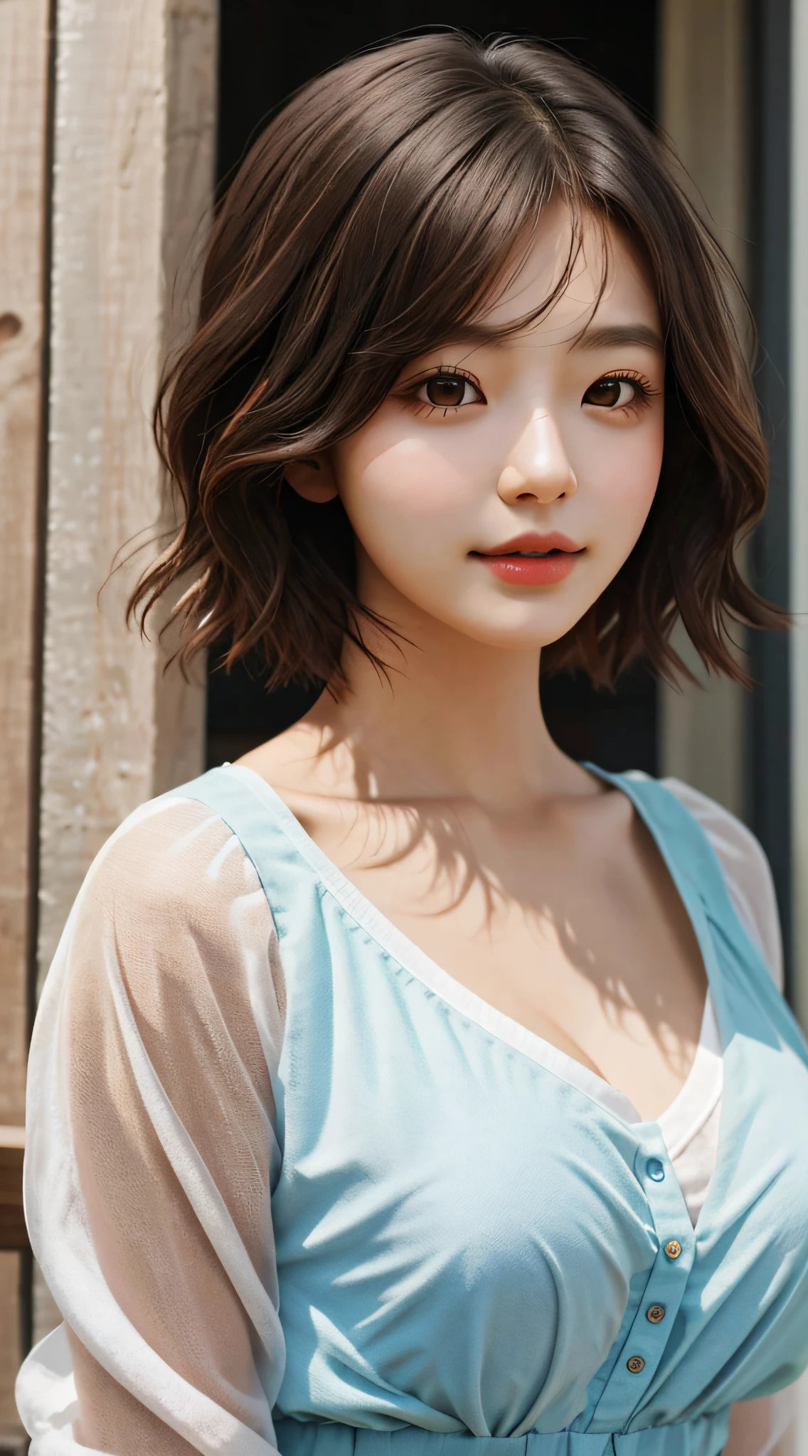 Girl, Single, Best Quality, Upper Body, Beautiful, Pretty, Radiant, Breast-Large, Short Hair