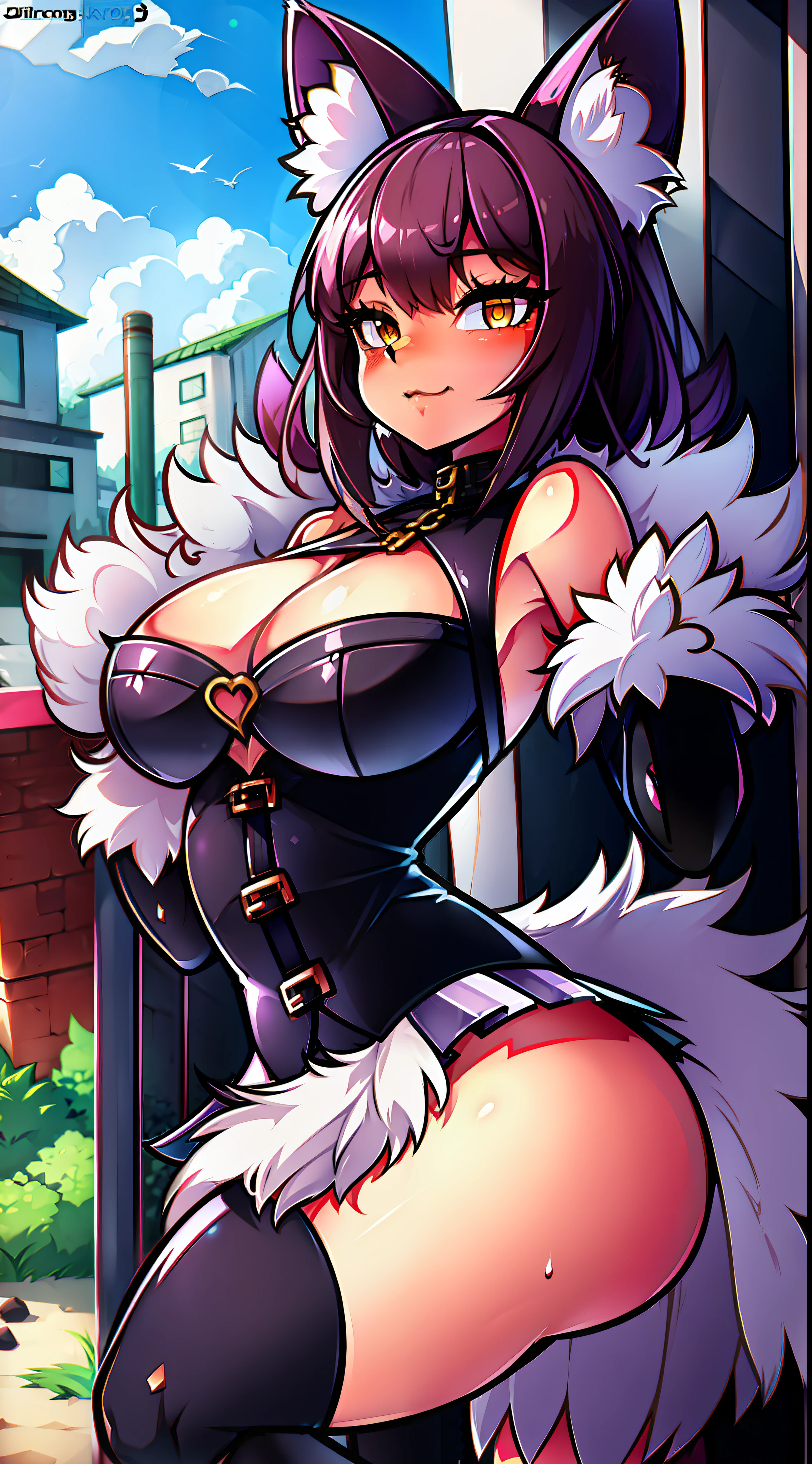 (anthro, fluffy fur, character focus:1.1), 1girl, anthro dog girl, body fur, solo, medium breasts, (thick thighs:0.3), curvy,(upskirt:1.2)