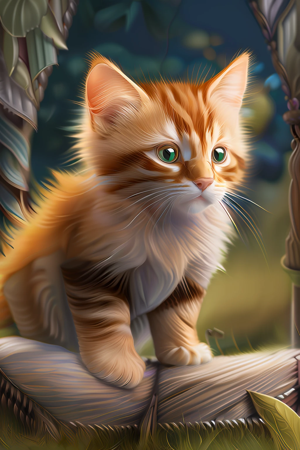 Kitten, Fluffy, Award-winning work, written in pencil, smooth lines, extremely detailed, realistic, post-processing, intricate, epic composition, grim yet sparkling atmosphere, cinematic lighting + masterpiece, trending on artstation, very detailed, vibrant colors, Art Nouveau, masterpiece, romanticism