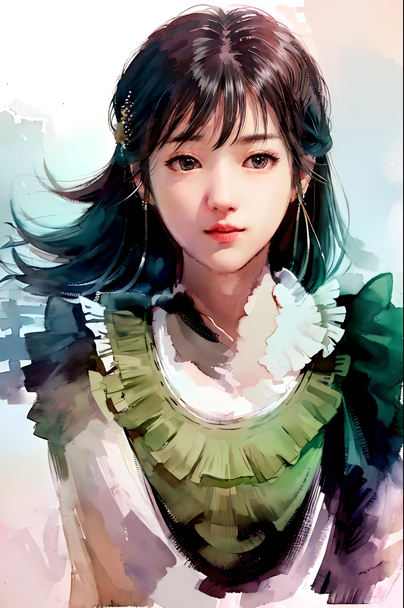 (upper body: 1.5),(white background:1.4), ((tachi-e)), original,(illustration:1.1),(best quality),(masterpiece:1.1),(extremely detailed CG unity 8k wallpaper:1.1), (colorful:0.9),(panorama shot:1.4),(full body:1.05),(solo:1.2), (ink splashing),(color splashing),((watercolor)), clear sharp focus,{ 1girl standing },((chinese style )),flower background,outdoors,rocks, looking at viewer, make happy expressions,soft smile,pure,beautyfull detailed face and eyes,beautyfull intricacy clothing decorative pattern details, black hair,black eyes,colorwater