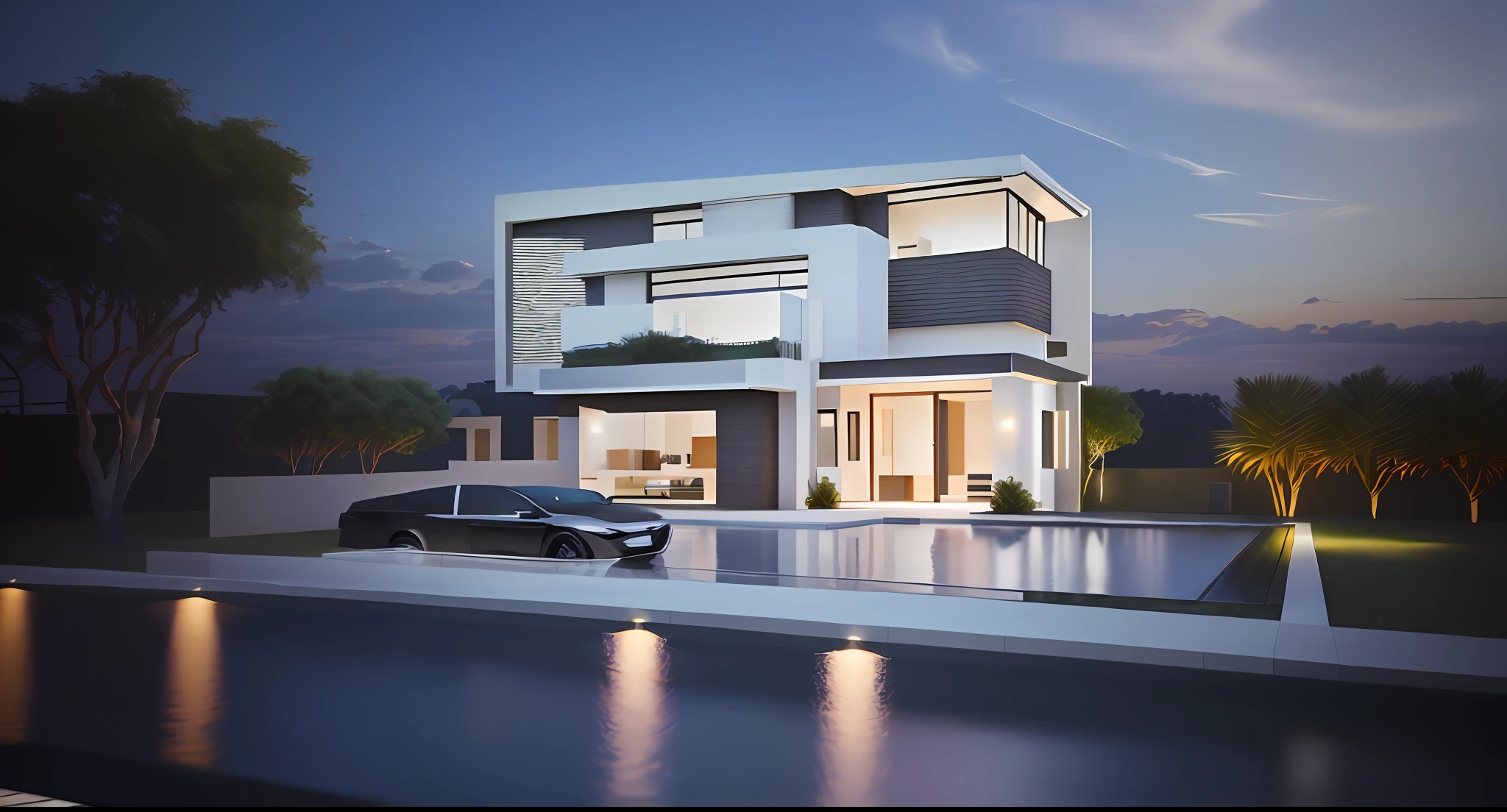 Cross Dimension Villa, Courtyard Design, Premium, Contemporary House, Exterior Design, Digital Rendering, One House, Modern House, Residential Design, Front Elevation View, Complete House, Front View, Overall Architectural Design, Architectural Concept, Architectural Rendering, Accurate Architectural Rendering, High Quality Rendering, 3D Rendering, 3D Rendering