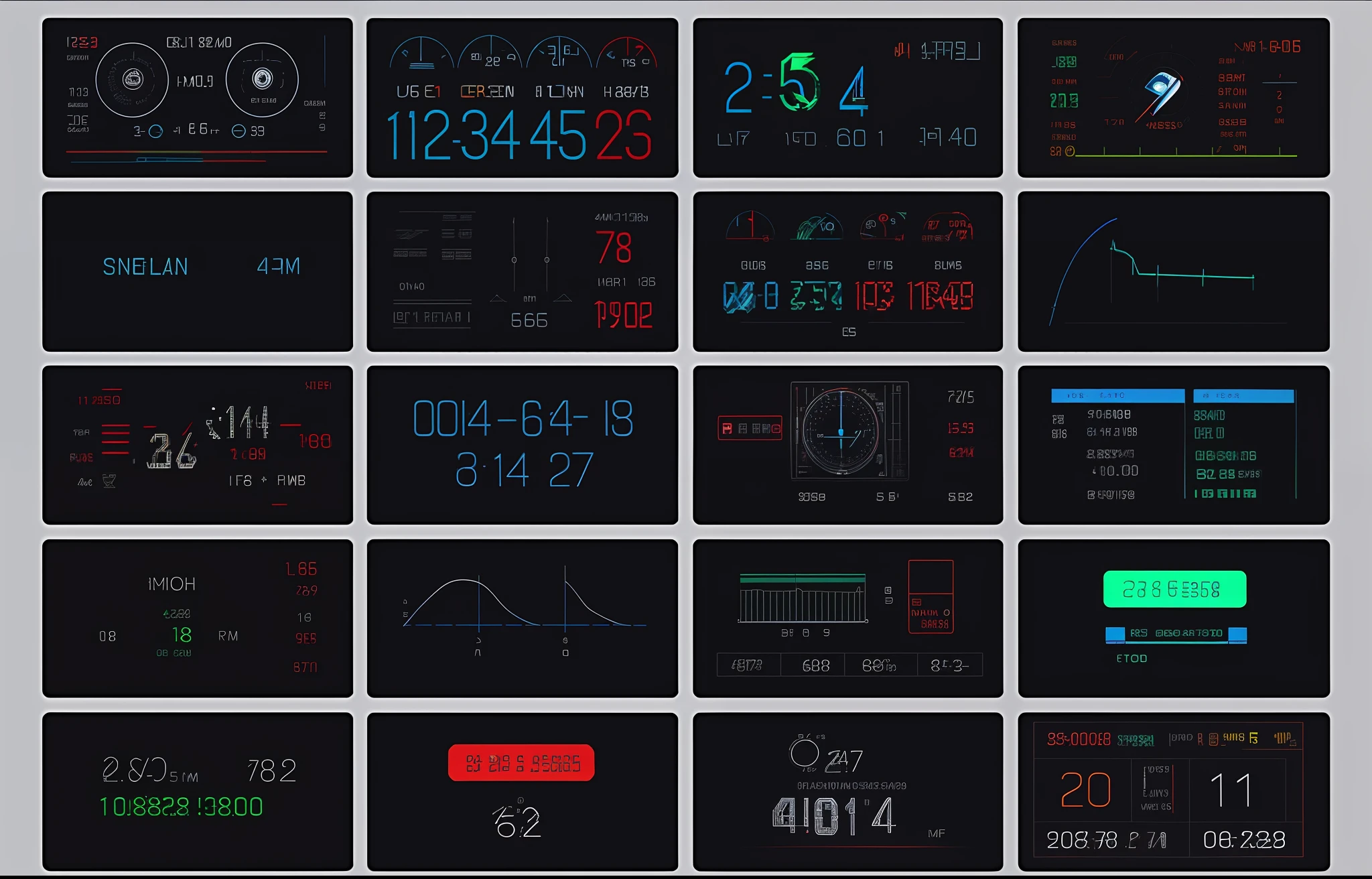 a close up of a bunch of different screens with numbers and symbols, sci fi data readouts, simple flight instruments, from falcon bms, technological screens, dials, digital ui, analogic flight controls, car, car, wide screenshot, falcon bms, colorful digital screens) xf iq4, gear, widescreen shot, 2023 4k, digital display