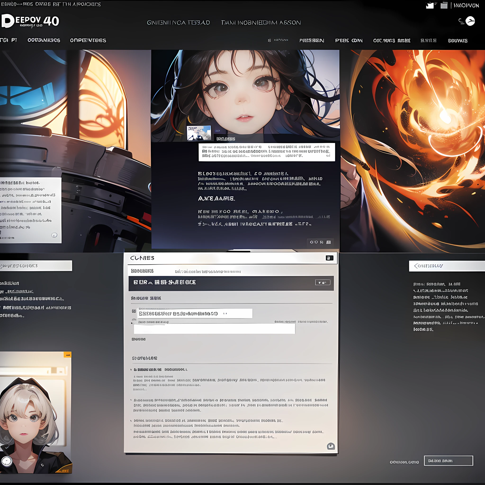Website screenshot, website screen showing a woman, personal information, super detailed, 4k, white
