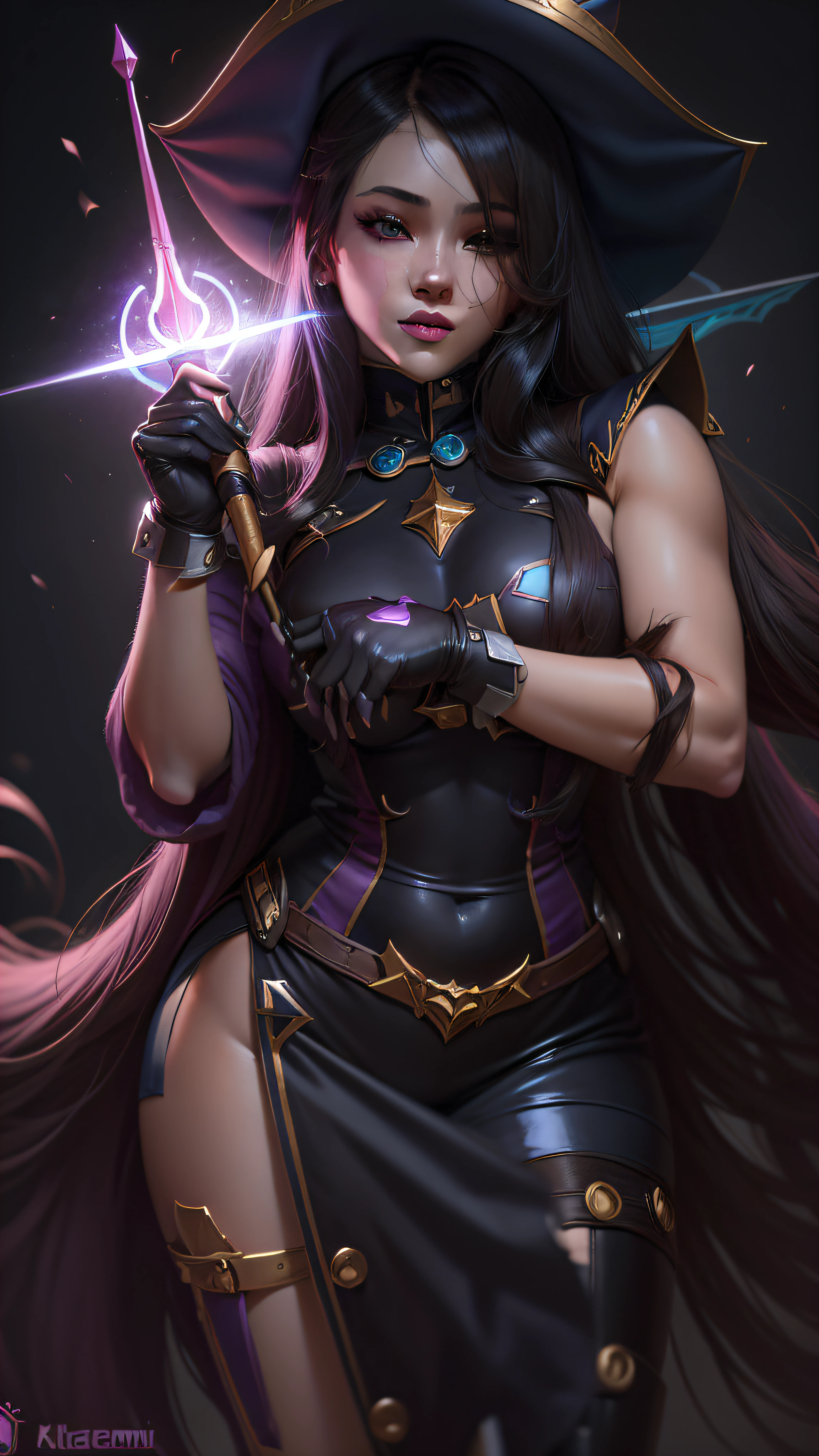 a close up of a woman dressed in a costume holding a wand, a portrait by Kanbun Master, Artstation contest winner, conceptual art, irelia, from league of legends, seraphine ahri kda, ig model | artgerm, official splash art, ! dream artgerm, ahri, zenra taliyah