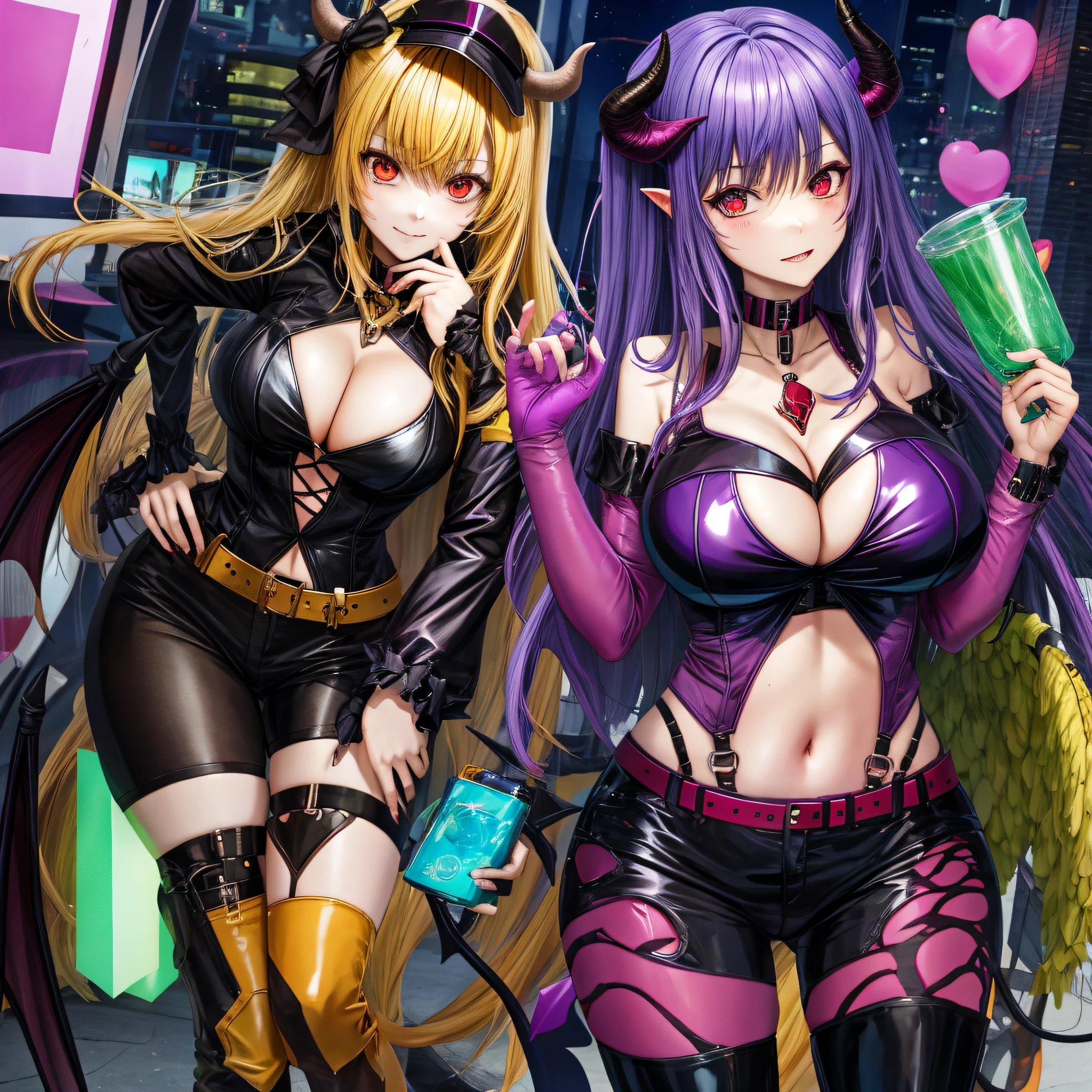 demon girl, succubus, breast expansion