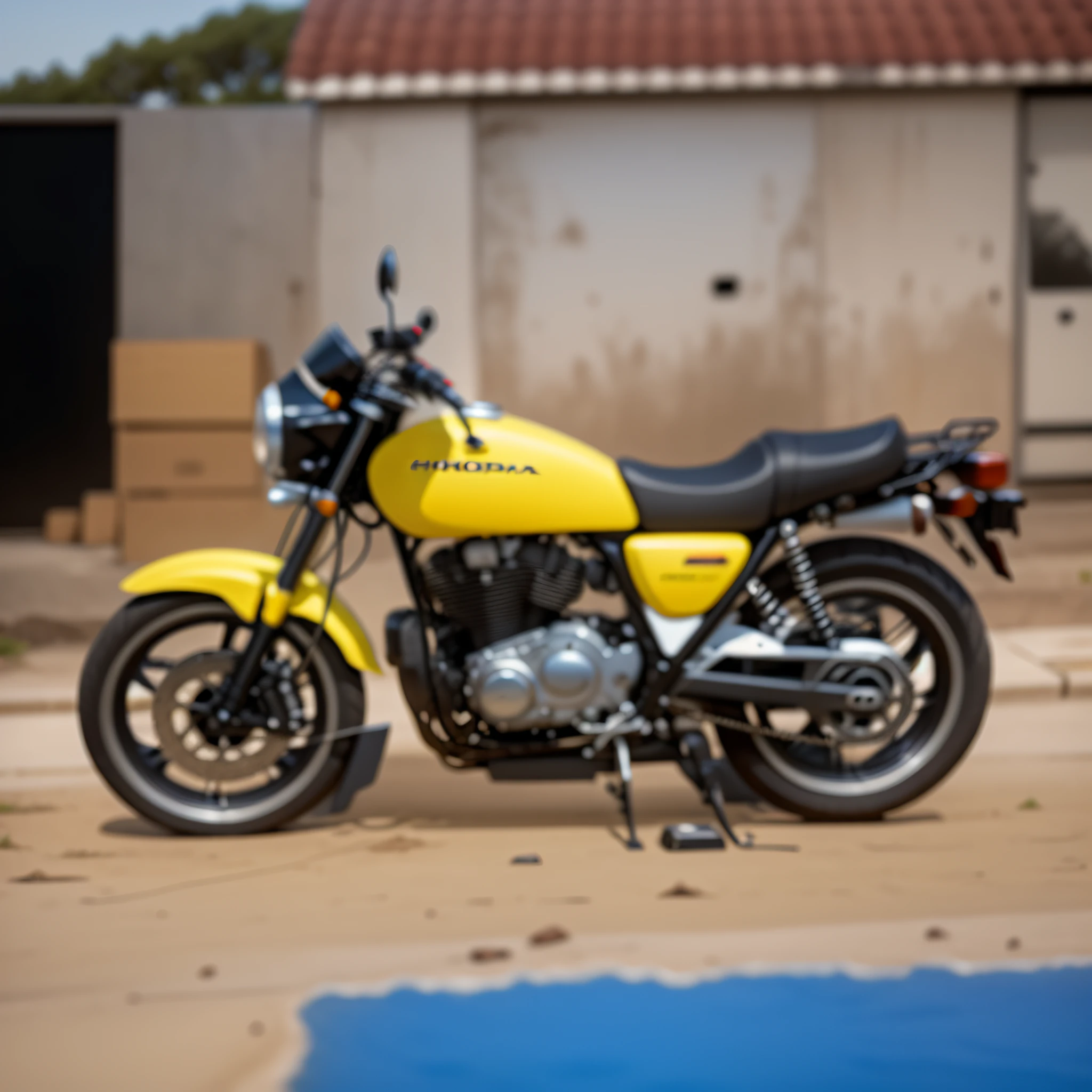 improve the focus of this image, creating more definition, in the so much put the HONDA sticker and on the side cover below the seat the sticker 400 Four, seek maximum fidelity to original mode --auto --s2