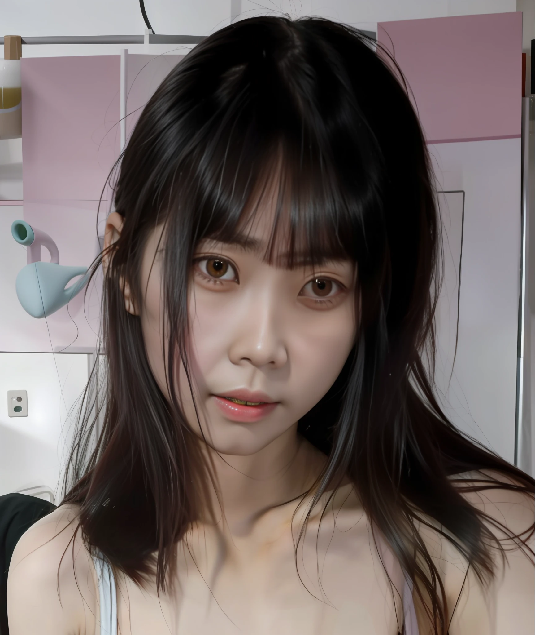 there is a woman with long hair posing for a picture, wenfei ye, 8k selfie photograph, girl cute-fine-face, xintong chen, 奈良美智, jaeyeon nam, anime girl in real life, chiho, young cute wan asian face, qifeng lin, chengyou liu, xision wu