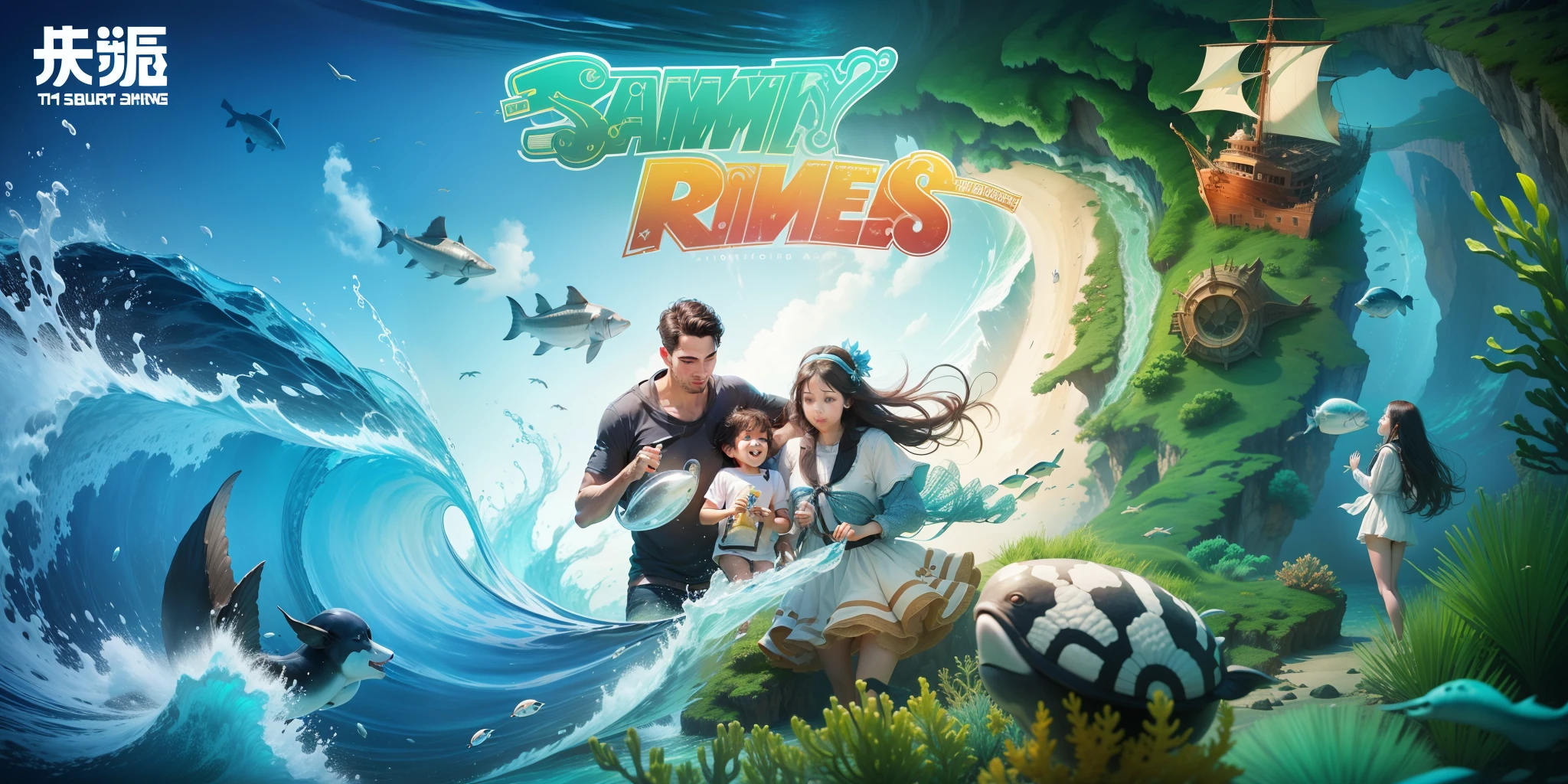 A family of three exploring the wondrous ocean --auto --s2