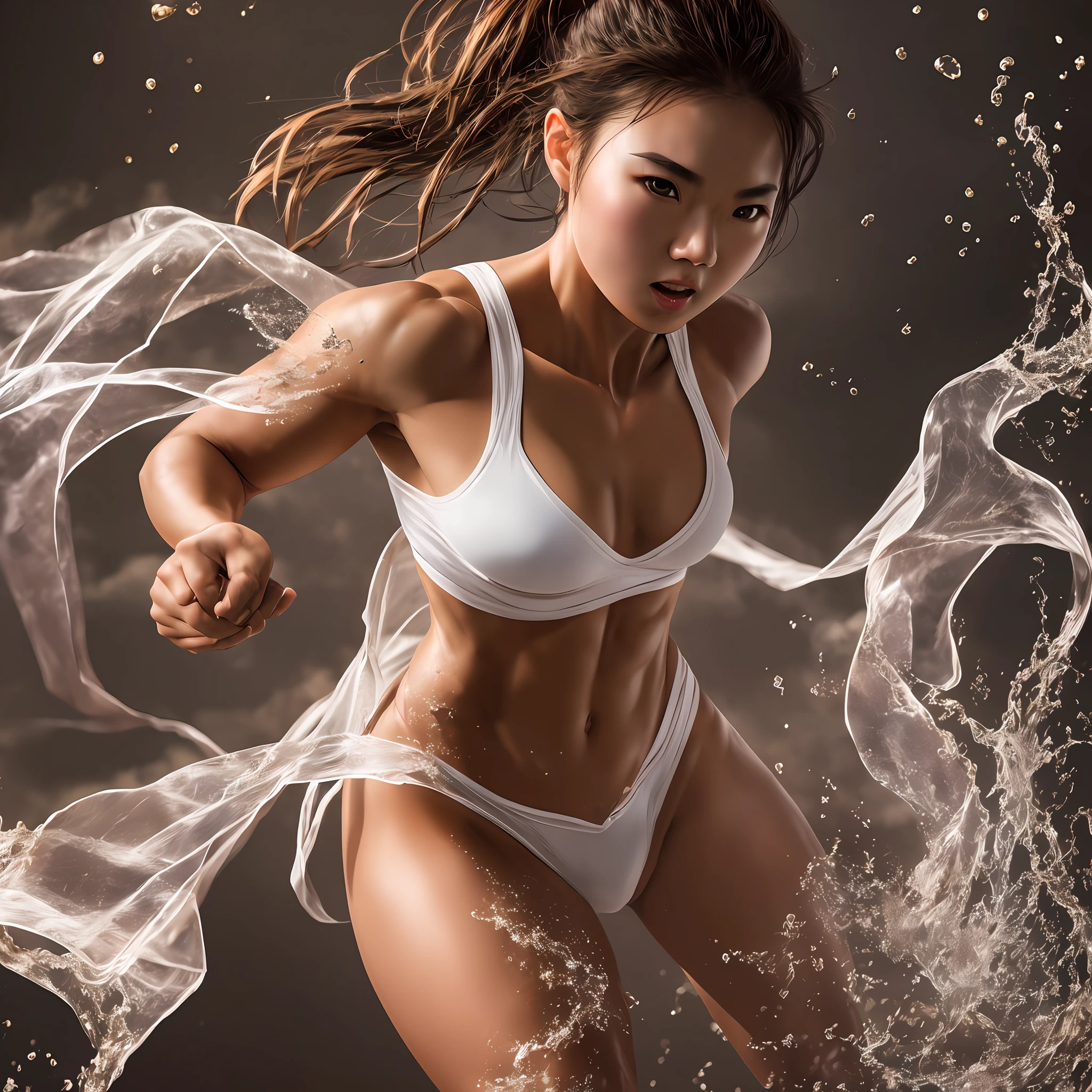 (Ninja Woman), ring, (fight without rules), transparent underwear, sweaty body, (high body detail), fights, good lighting, (highly detailed strong body), masterpiece, dynamic pose, (toned), facial expression with ecstasy, best quality, professional photo, 8k, --auto --s2