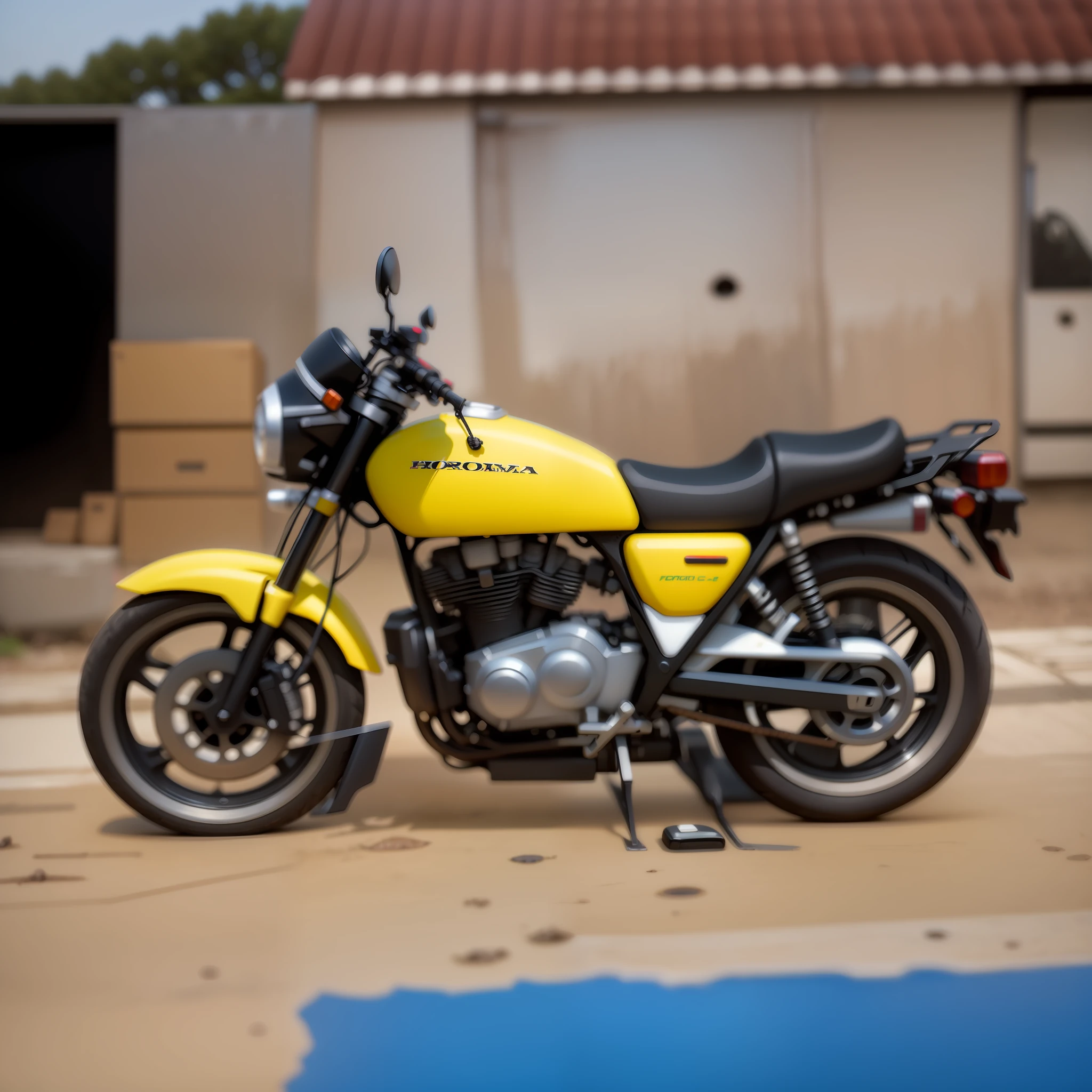 improve the focus of this image, creating more definition, in the so much put the HONDA sticker and on the side cover below the seat the sticker 400 Four, seek maximum fidelity to original mode --auto --s2