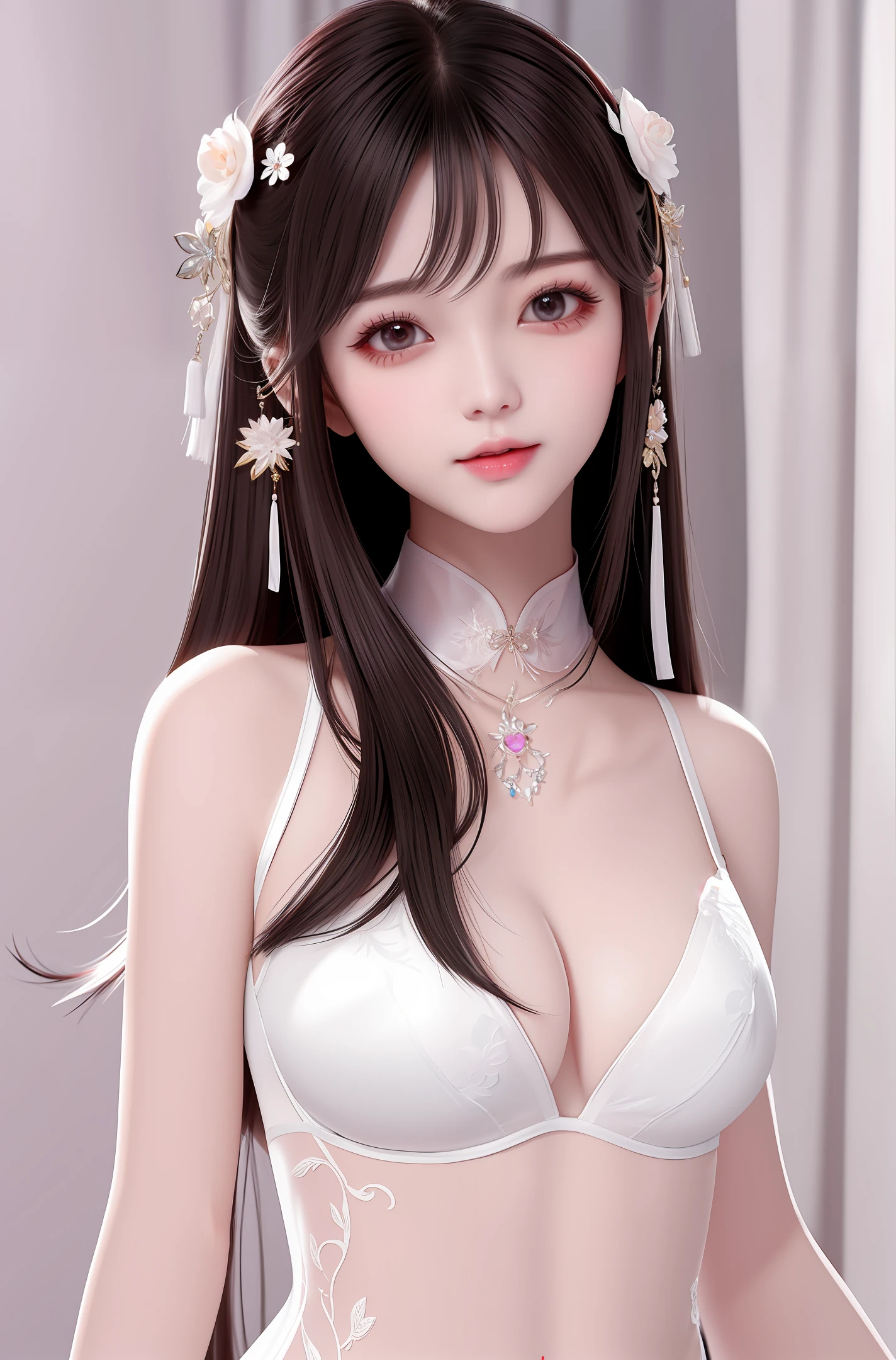 ((on body, on breasts, facial, on hair): 1.2), a sexy and feminine Hong Kong beauty, transparent breast patch,