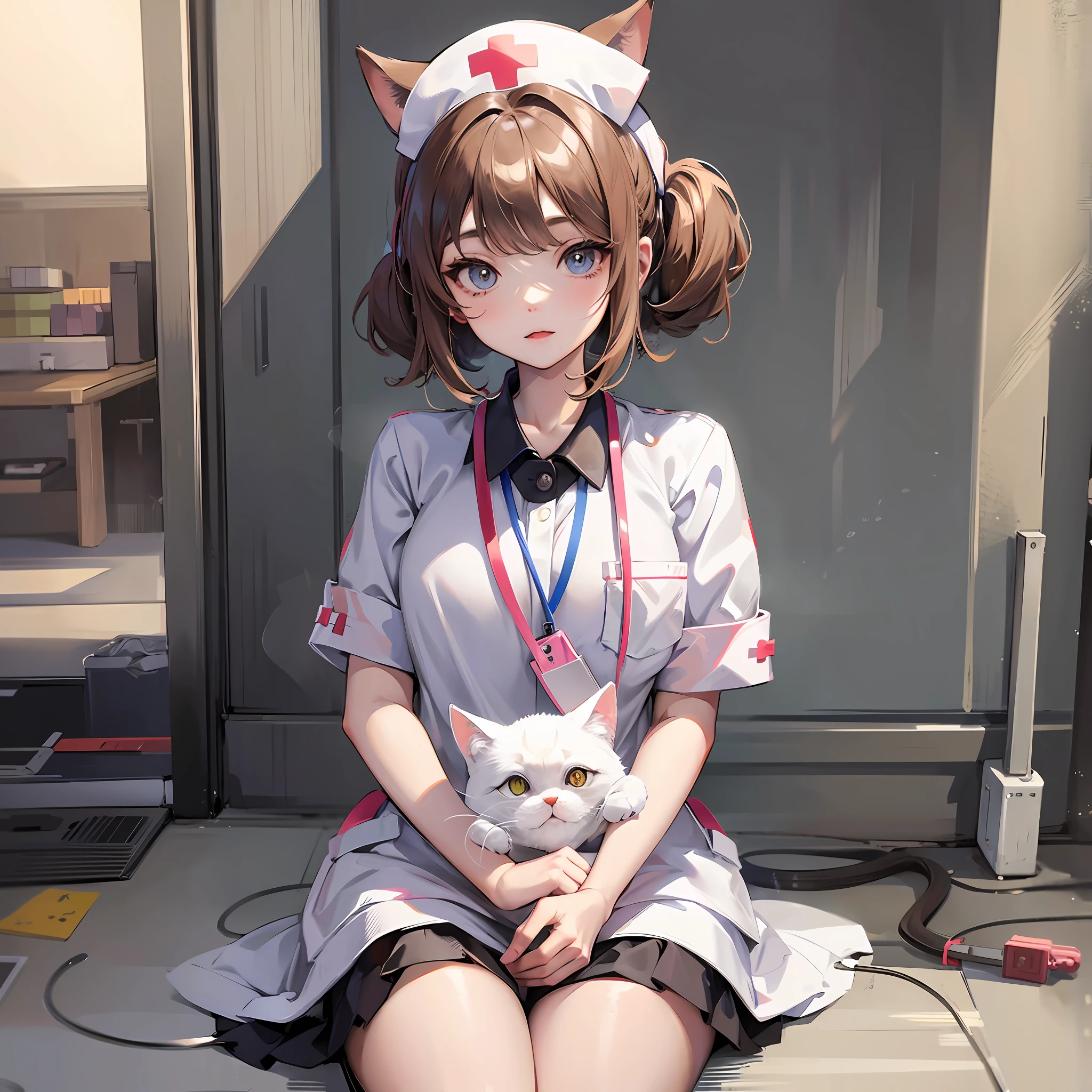 A cute cat is wearing a nurse outfit,pixiv fan art --auto --s2