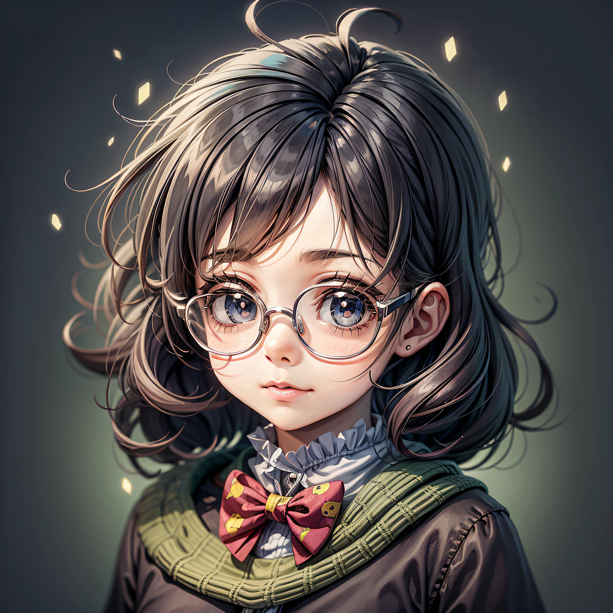 Abstract cartoon, cute with glasses with many cute decorative patterns --auto --s2