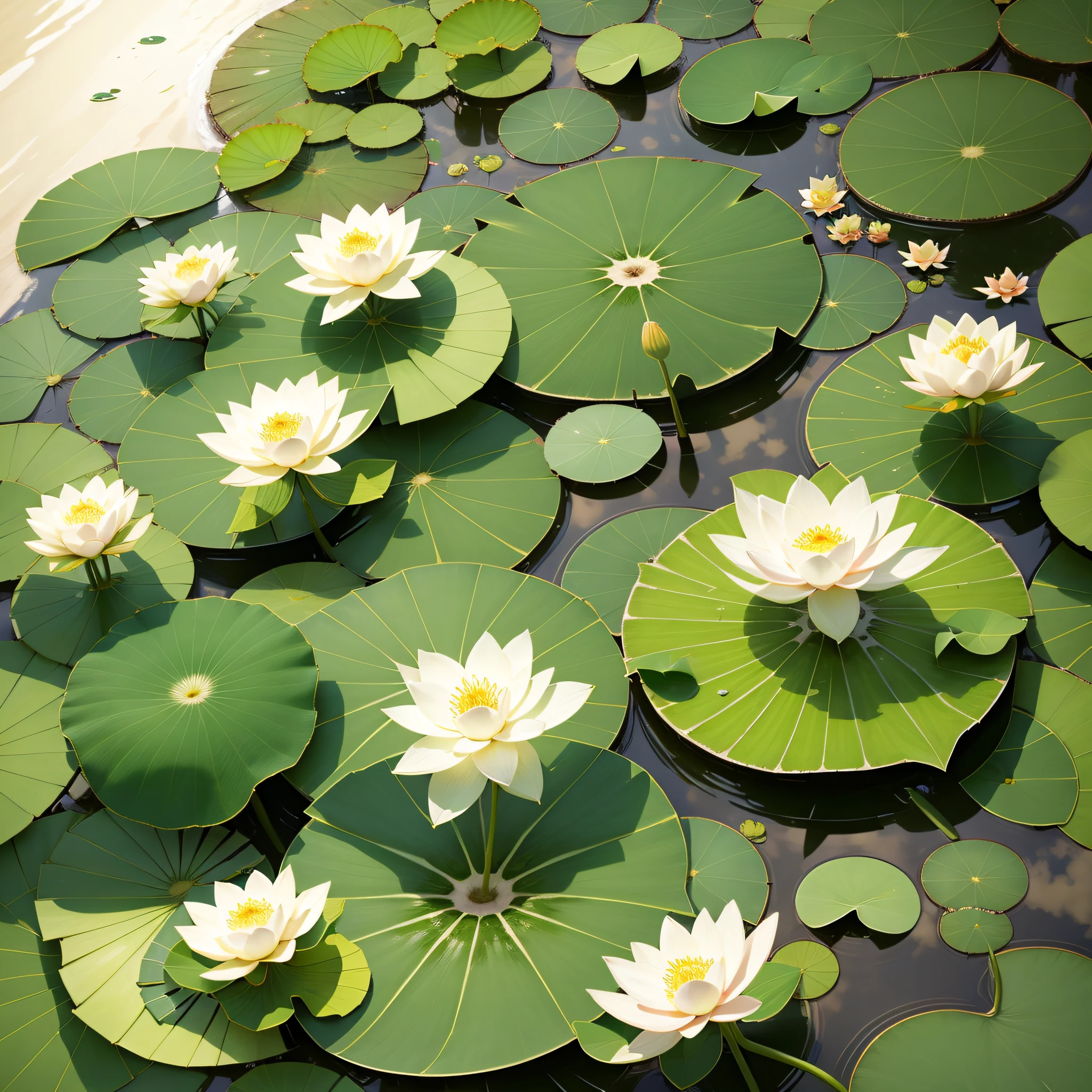 Small summer, lotus leaf, poster size --auto --s2