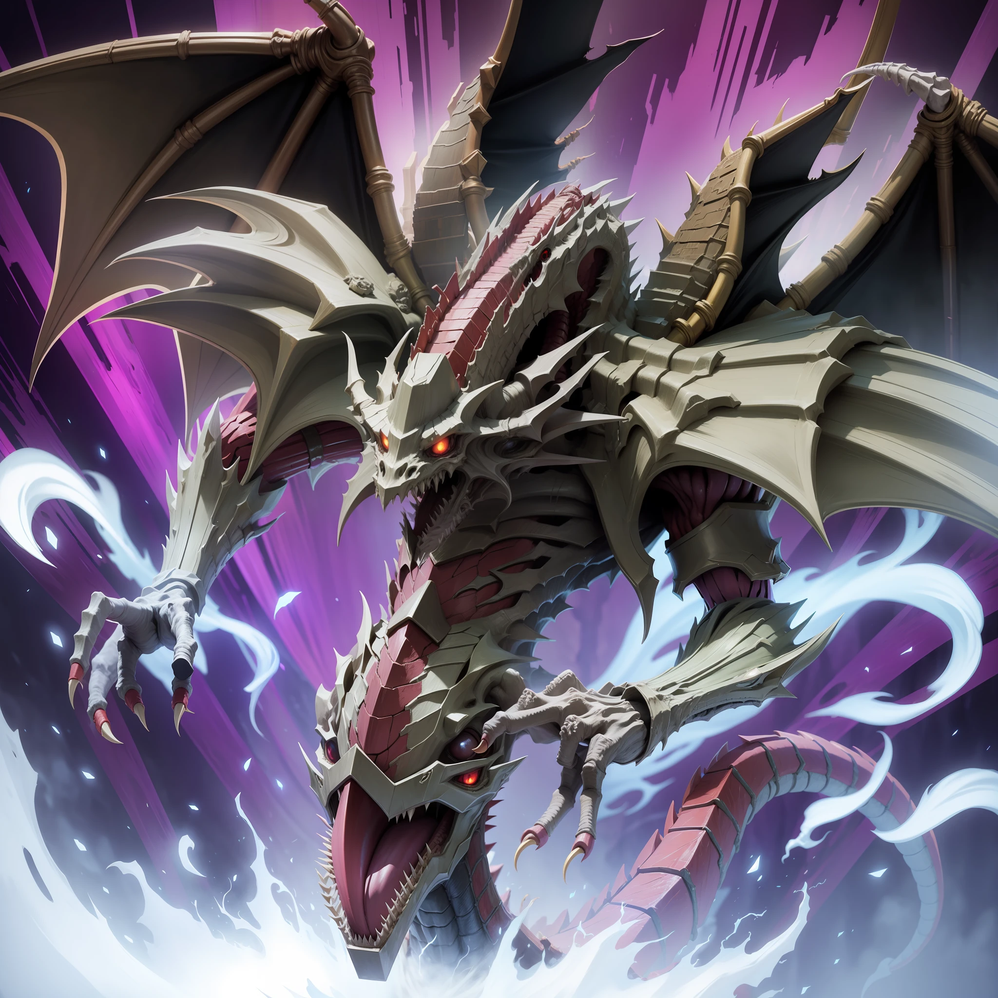 Yugioh Zombie dragon made of exposed bones and caenes