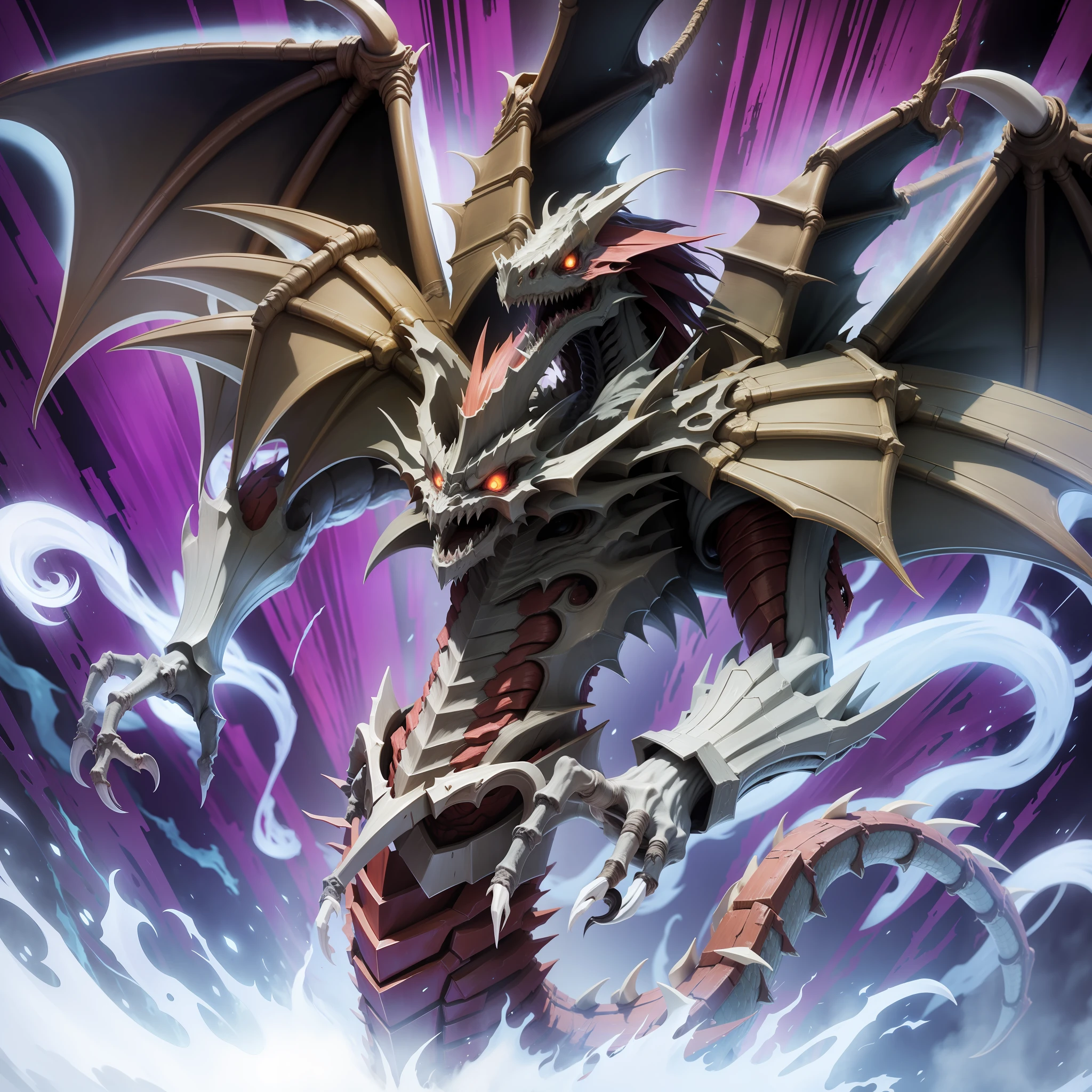 Yugioh Zombie dragon made of exposed bones and caenes