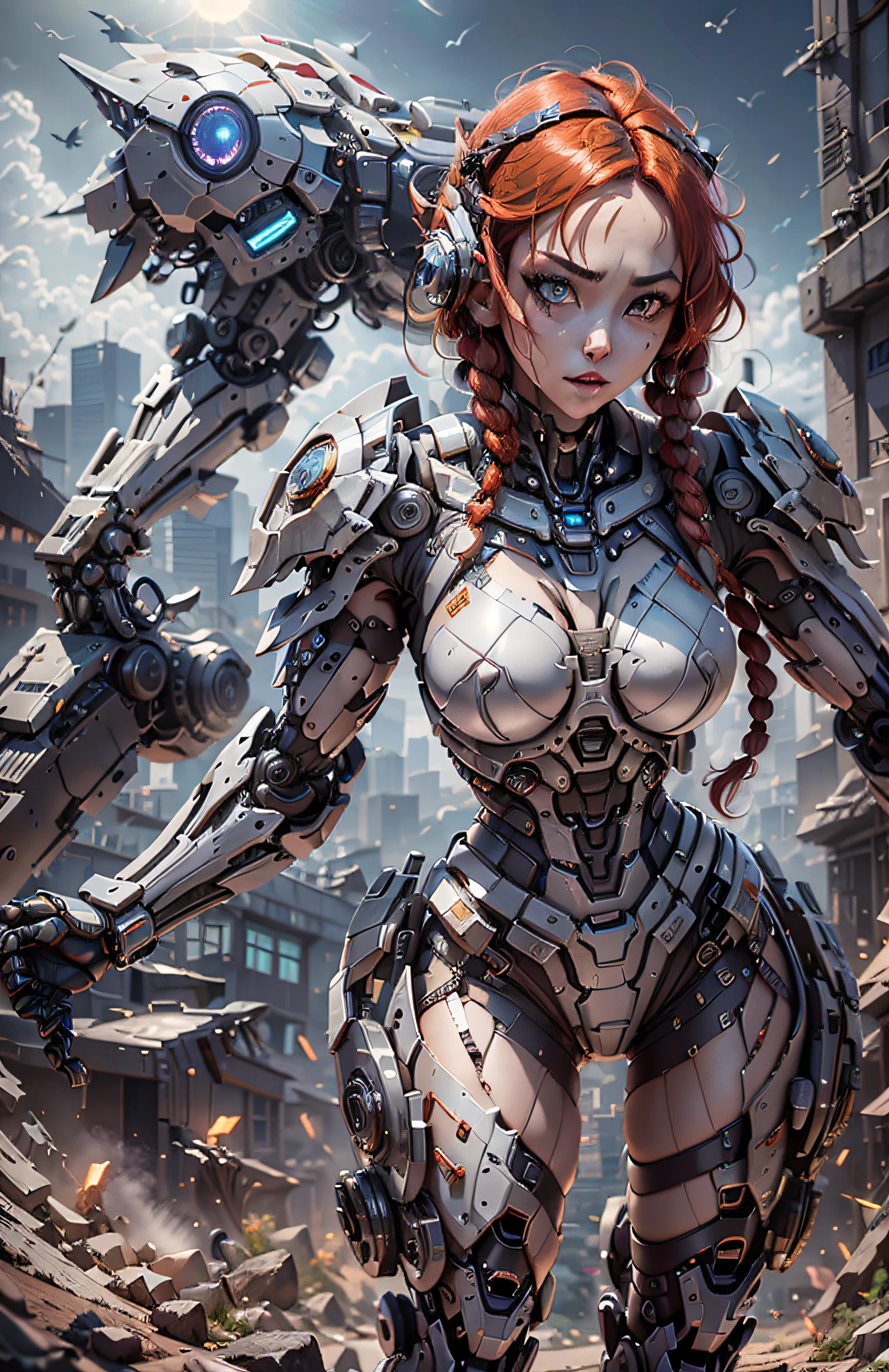 (Best Quality)), ((Masterpiece)), (Very Detailed: 1.3), 3D, Beautiful cyberpunk woman, predator cosplay, sci-fi technology, HDR (High Dynamic Range), ray tracing, nvidia RTX, super resolution, unreal 5, subsurface scattering, PBR texture, post-processing, anisotropic filtering, depth of field, maximum sharpness and sharpness, multi-layer texture, specular and albedo mapping, surface shading, accurate simulation of light-material interactions, perfect proportions, octane rendering, duotone lighting, low ISO, white balance, rule of thirds, wide aperture, 8K RAW, high efficiency subpixels, subpixel convolution, light particles, light scattering, Tyndall effect, very sexy bikini, full body, battle pose, red hair with braids, bats in the sky notuno, full moon,
