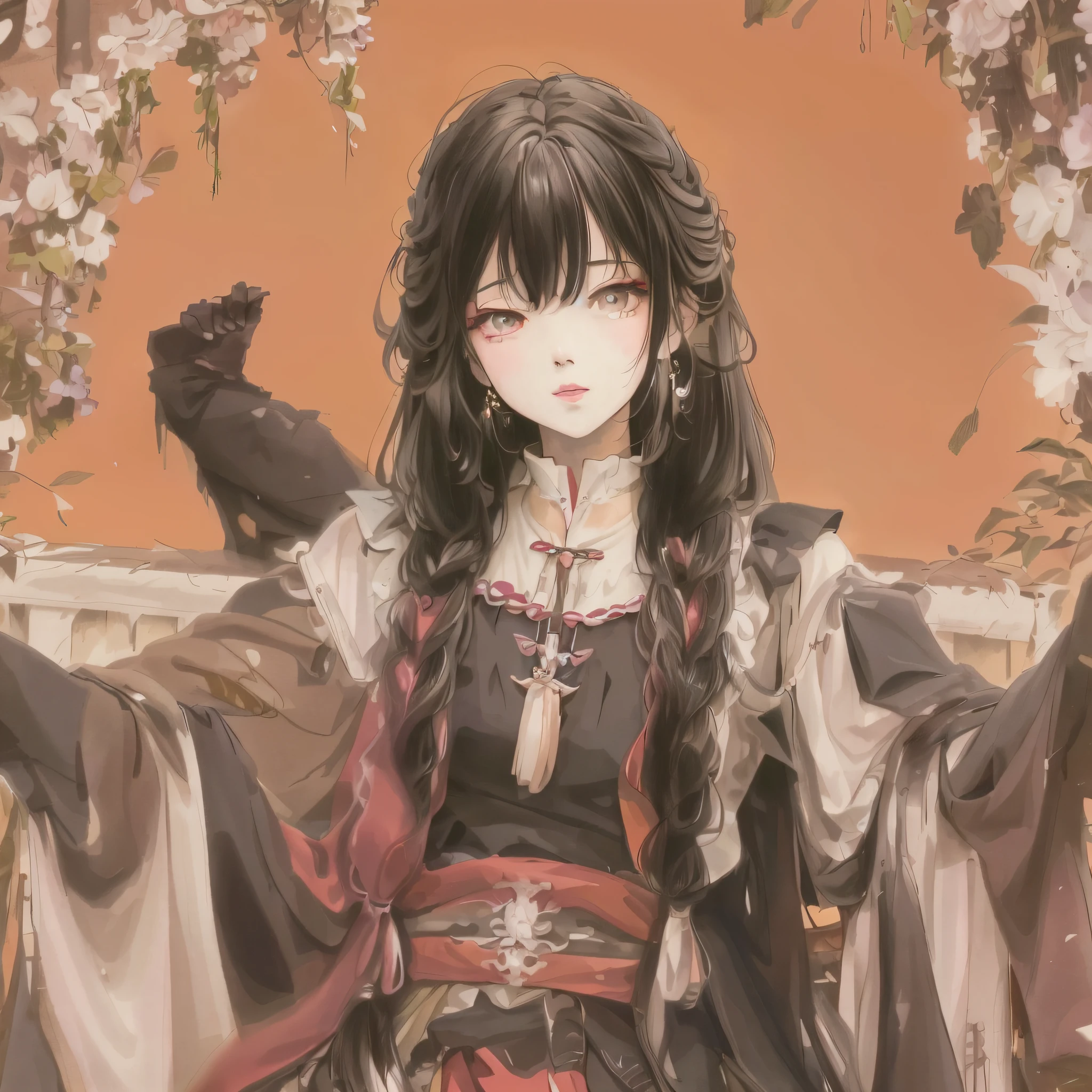 anime girl with long black hair sitting on a bench in a garden, anime style 4 k, artwork in the style of guweiz, palace , a girl in hanfu, beautiful anime portrait, beautiful anime girl, beautiful fantasy anime, guweiz, anime art wallpaper 4k, anime art wallpaper 4 k, anime girl with long hair, anime art wallpaper 8 k