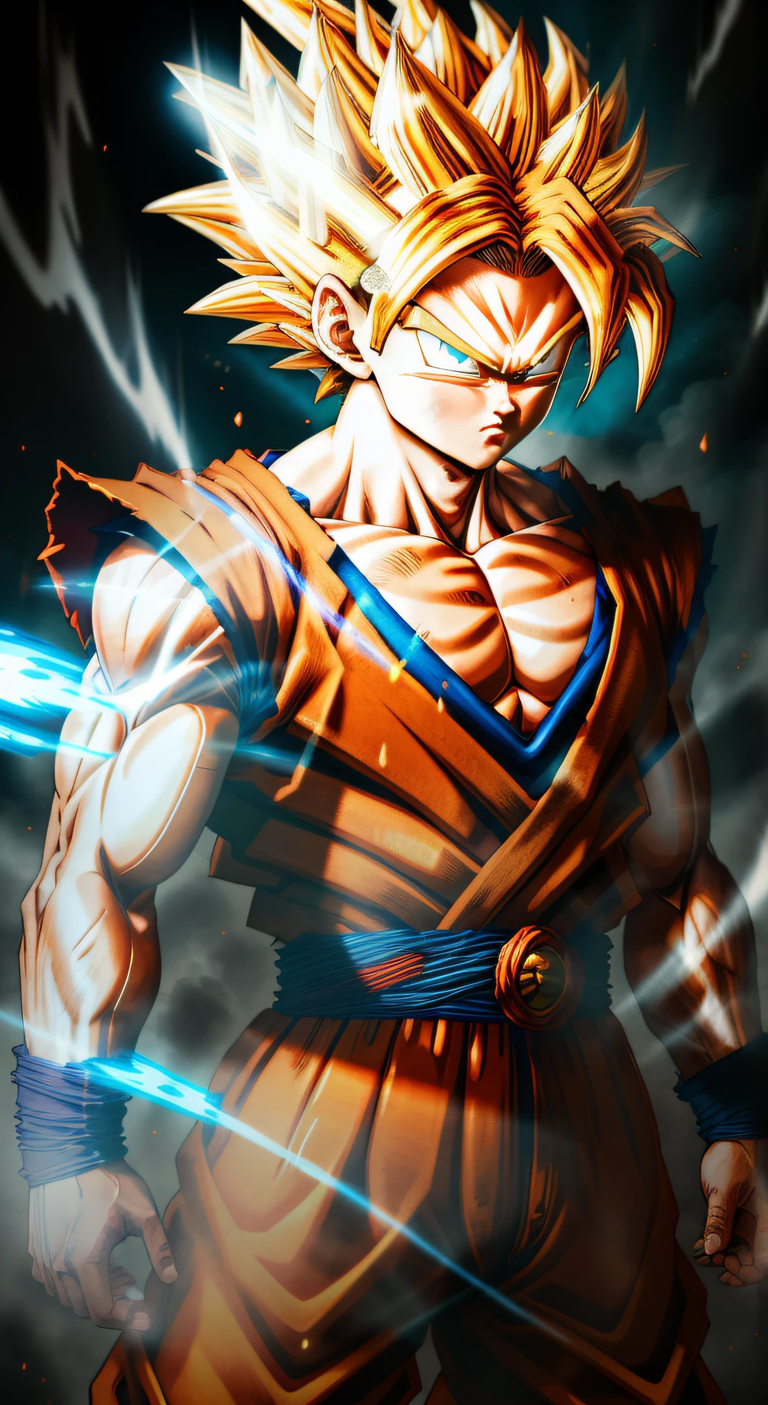 Masterpiece, Awesome, Goku Super Saiyan, fierce eyes, blue eyes