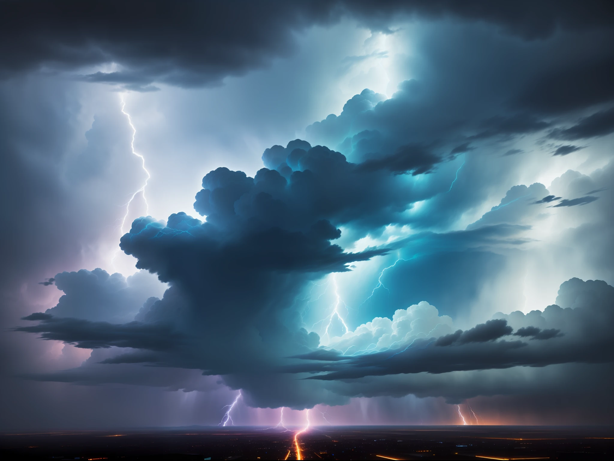 Lightning clouds are thick